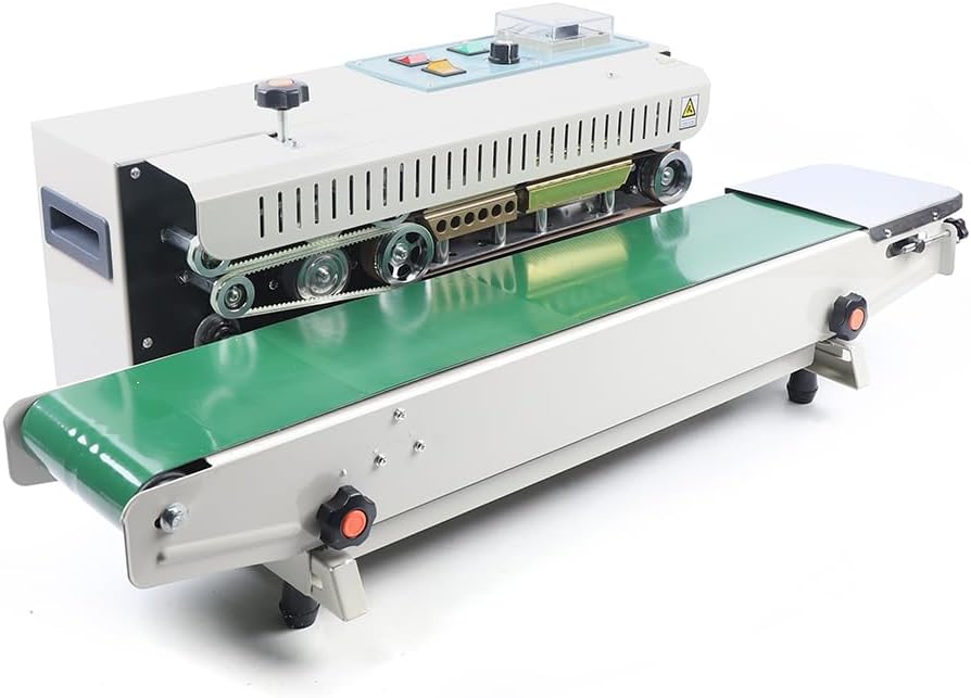 Sigillatrice continua automatica - bianco verde inox ferro - orizzontale - sacchetti plastica-Nestgetmart