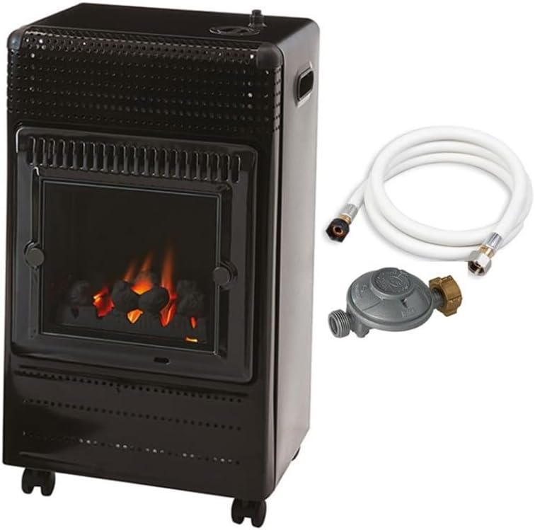 Riscaldatore supplementare a gas nero - Stufa Ektor Fire Infra Blue effetto caminetto - 3 potenze fino a 35 m2-Nestgetmart