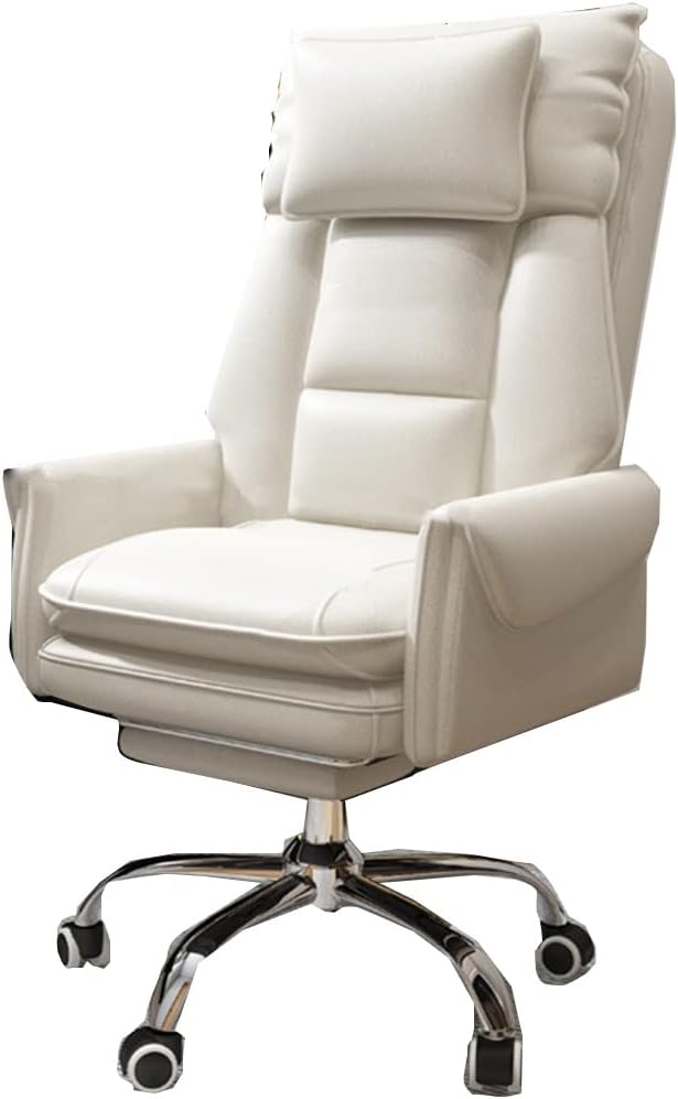 GIZNXBA Sedia ufficio ergonomica - beige B con poggiapiedi - schienale alto - reclinabile con ruote-Nestgetmart