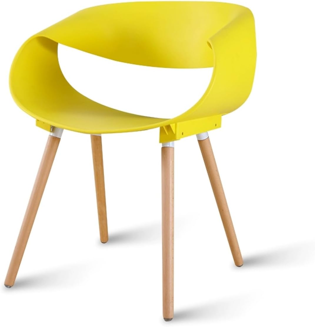 Sedia nordica in plastica - gialla taglia unica - gambe in legno - per scrivania casa ospiti-Nestgetmart