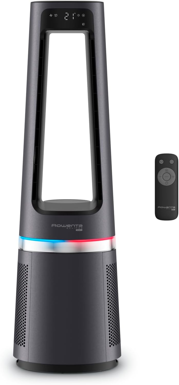 Rowenta Eclipse QU5062F0 3 in 1 - ventilatore purificatore riscaldamento - 12 velocità - grigio scuro-Nestgetmart
