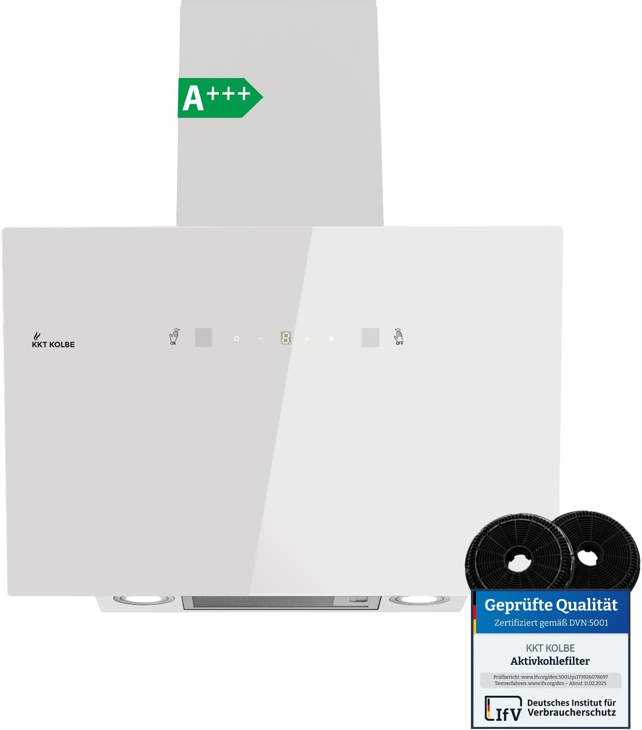 Cappa aspirante a parete 60 cm - Cappa cucina in vetro bianco - Controllo gestuale SensorTouch LED - 782 m3 h-Nestgetmart