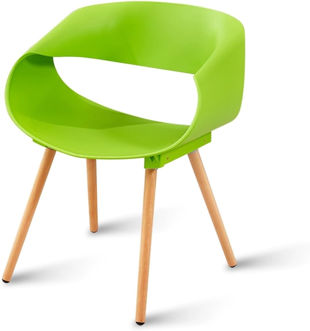 Sedia nordica in plastica - verde taglia unica - gambe in legno - per scrivania casa ospiti-Nestgetmart