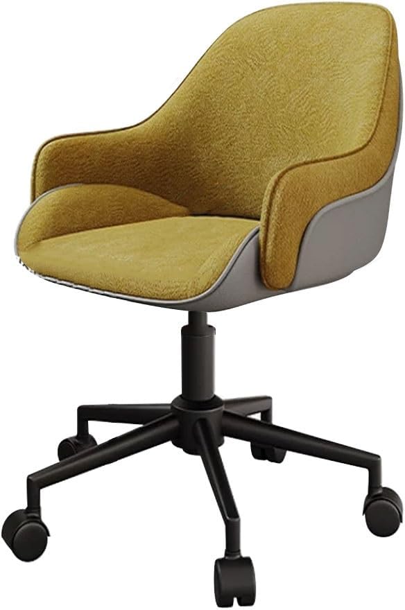 YCKEGEW Sedia scrivania ufficio - gialla con gambe nere - girevole con braccioli - studio gaming casa-Nestgetmart