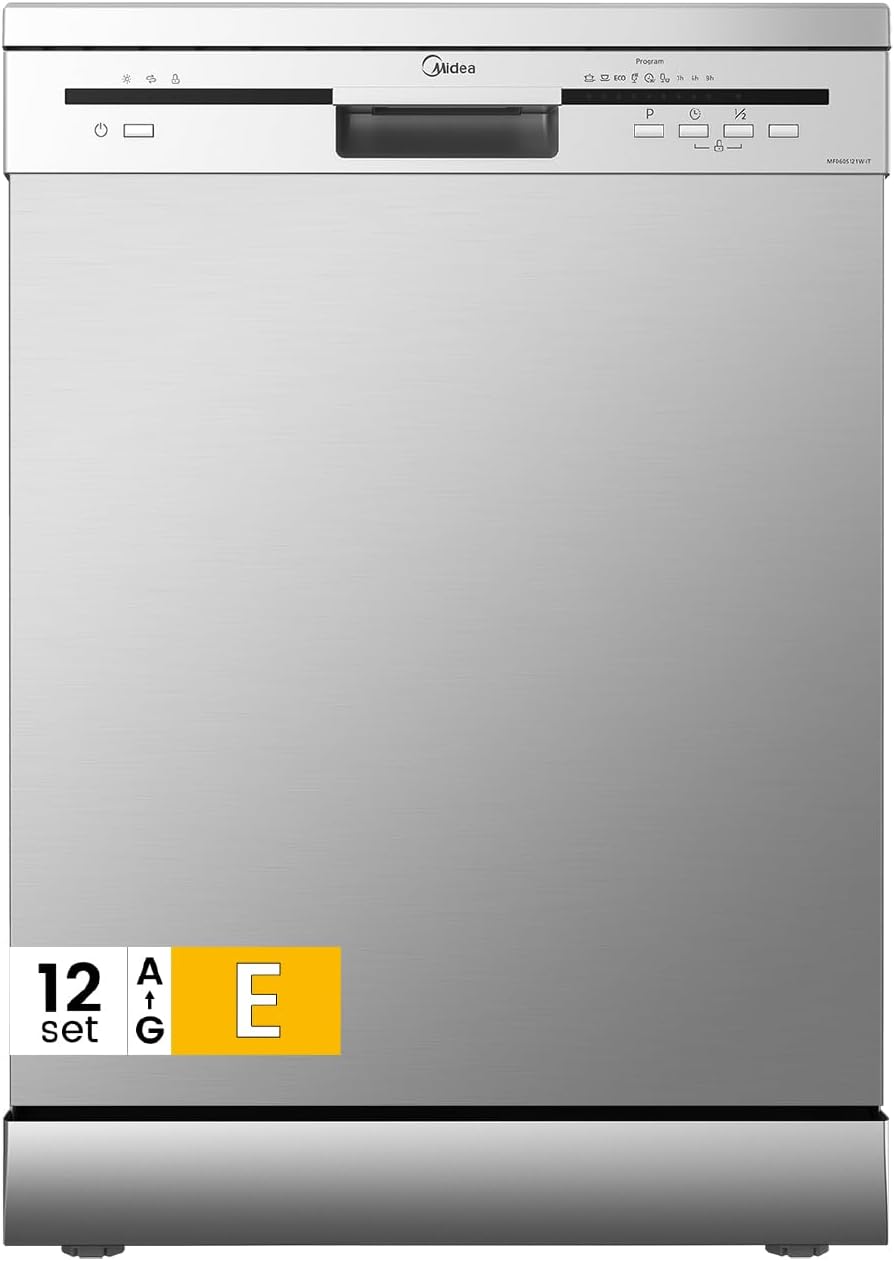 Midea MFD60S121X IT lavastoviglie libera installazione - 12 coperti 60 cm - inox - 6 programmi mezzo carico-Nestgetmart