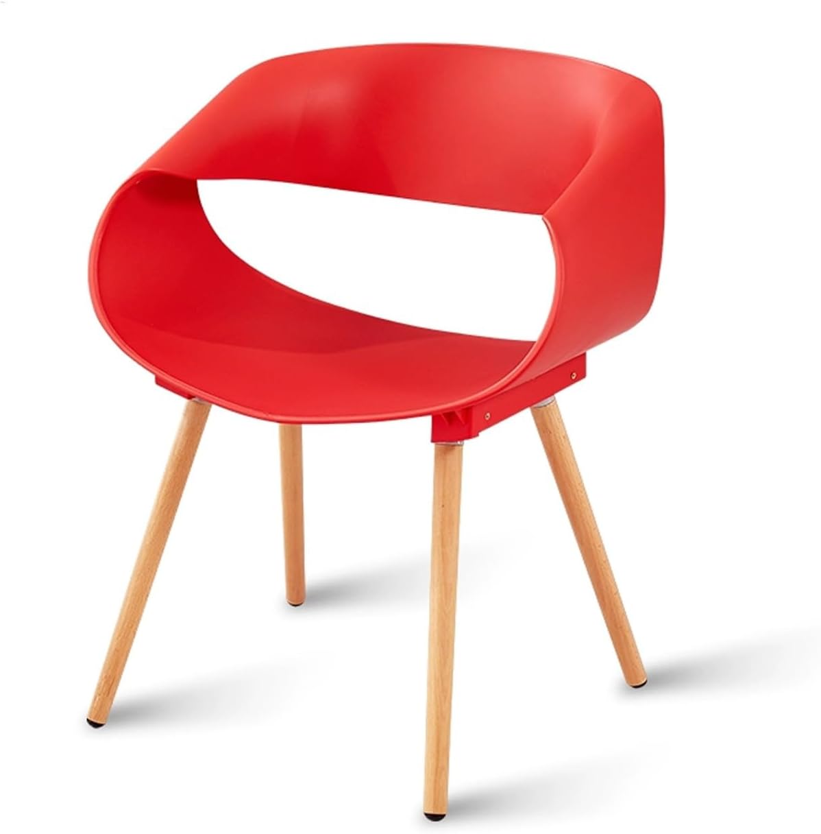Sedia nordica in plastica - rossa taglia unica - gambe in legno - per scrivania casa ospiti-Nestgetmart