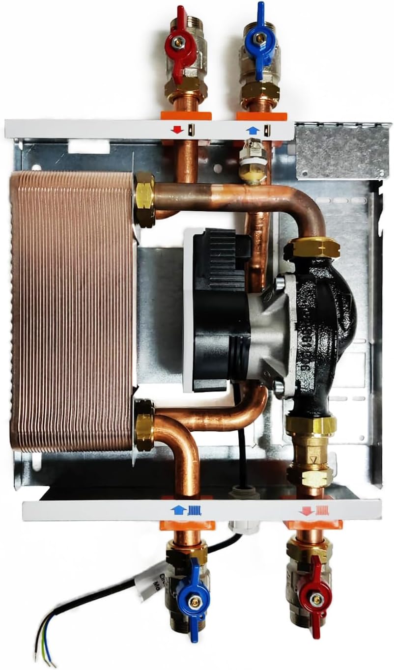 Scambiatore kit 34 piastre 30 35 kW - modulo interfaccia caldaia - circolatore classe A - parete interno-Nestgetmart