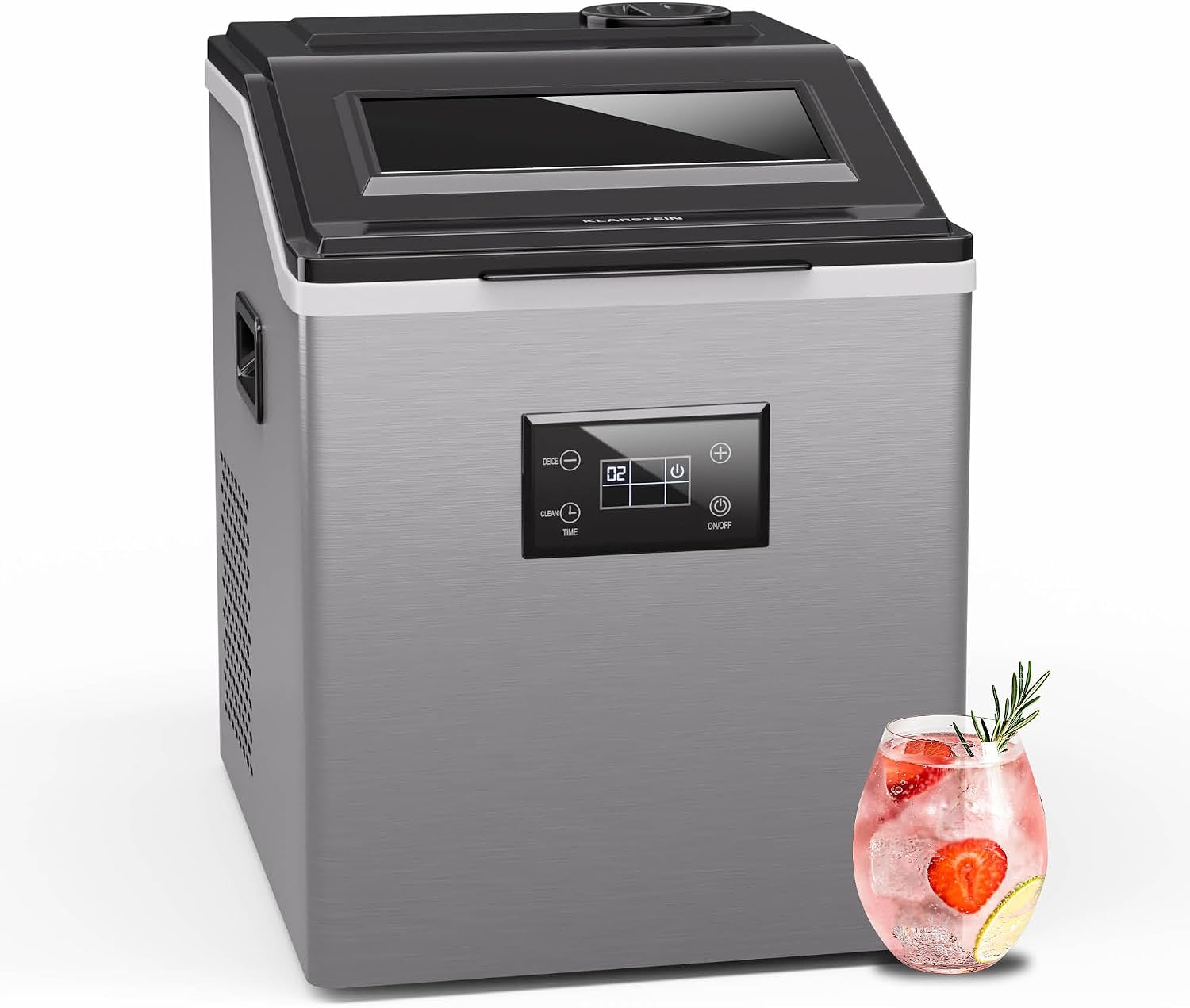 Klarstein FrostMaster Macchina del ghiaccio - argento acciaio inox - 40 kg in 24 h - 34 cubetti in 15 min-Nestgetmart