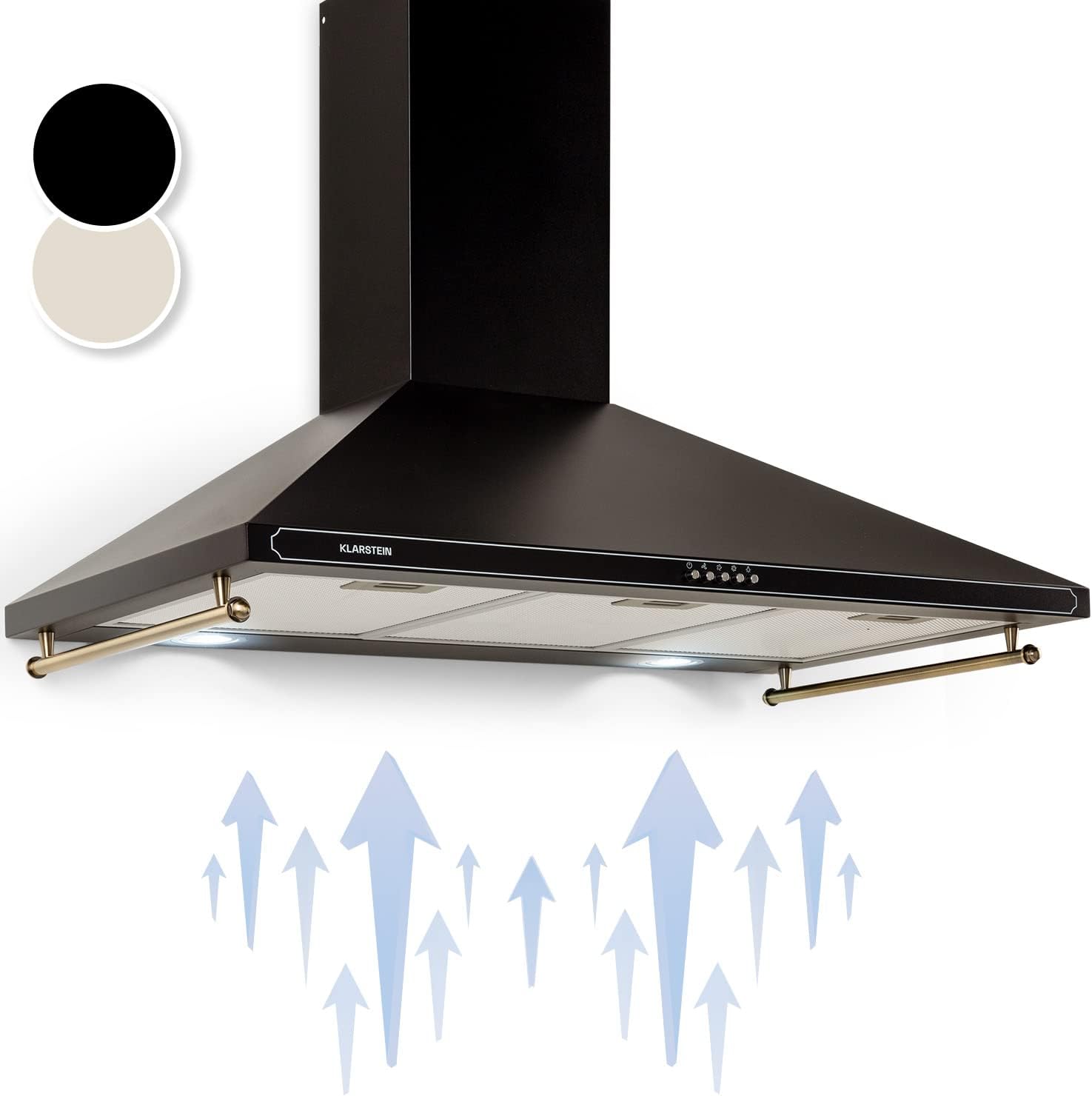 Klarstein Cappa aspirante angolare 90 cm - Aspirazione smart silenziosa - Filtro alluminio - LED nera-Nestgetmart