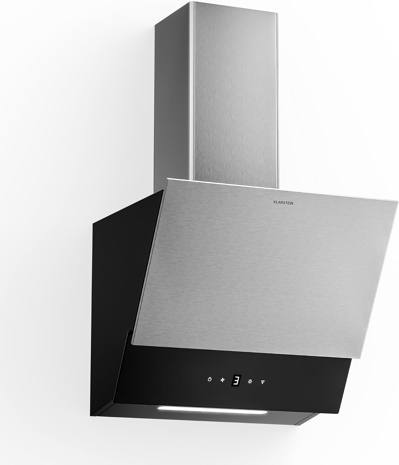 Klarstein Verosteel Cappa cucina 45 cm - 624 metri cubi ora - Touch LED - Acciaio e vetro nero-Nestgetmart