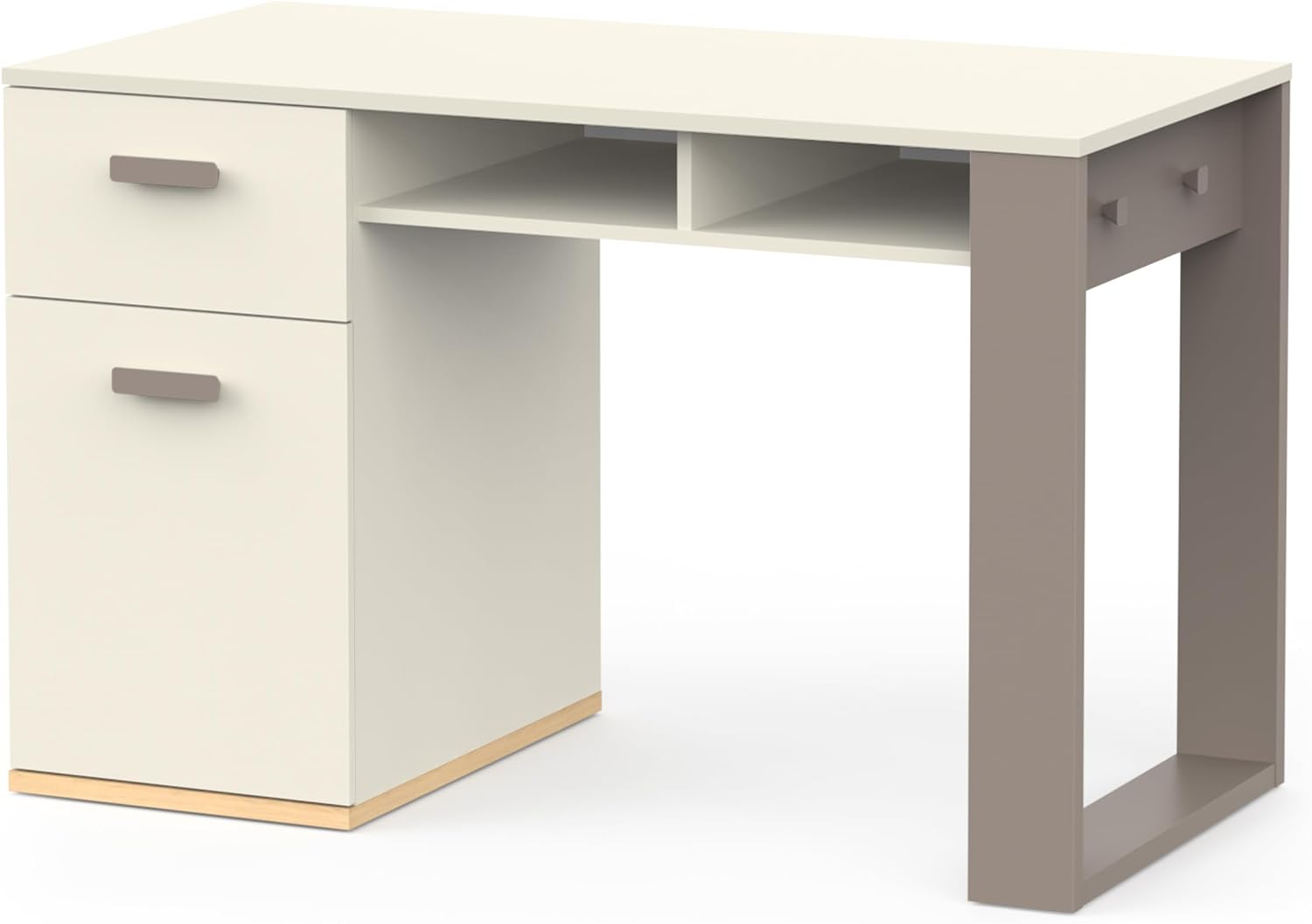 Scrivania Demeyere con cassetto silenzioso - 120 x 59,8 x 76,5 cm - bianco grigio - studio camera-Nestgetmart