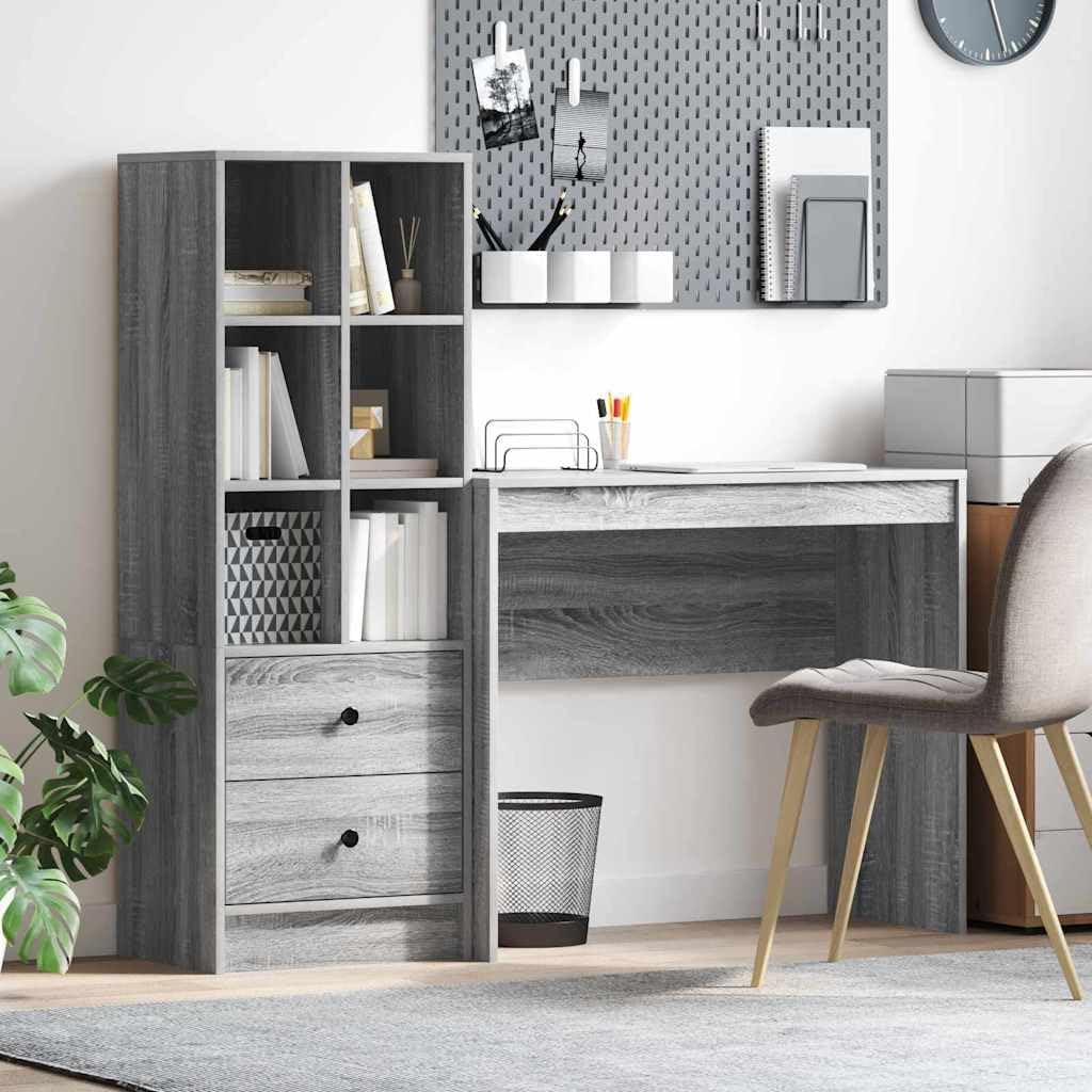 Scrivania in legno grigio Sonoma - 90 x 40 x 76 cm - stoccaggio moderno - ufficio casa-Nestgetmart