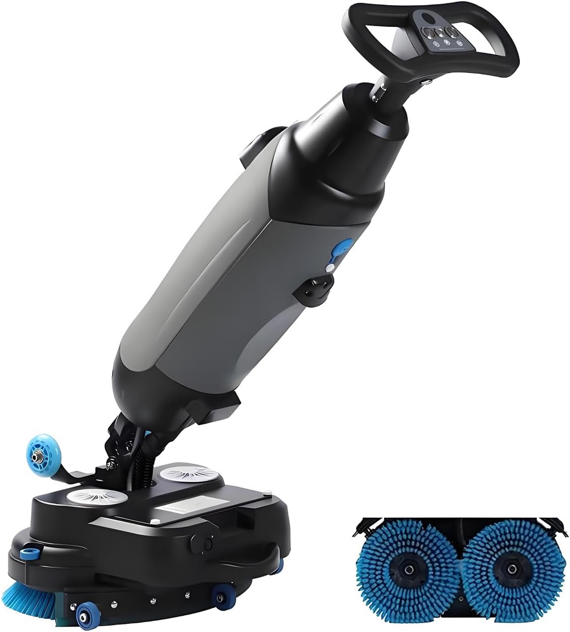 Lavasciuga pavimenti semovente 46gf67 966544 - Commerciale senza fili 17 pollici - Doppie spazzole 360 gradi - Serbatoi 4 L e 6 L grigia-Nestgetmart