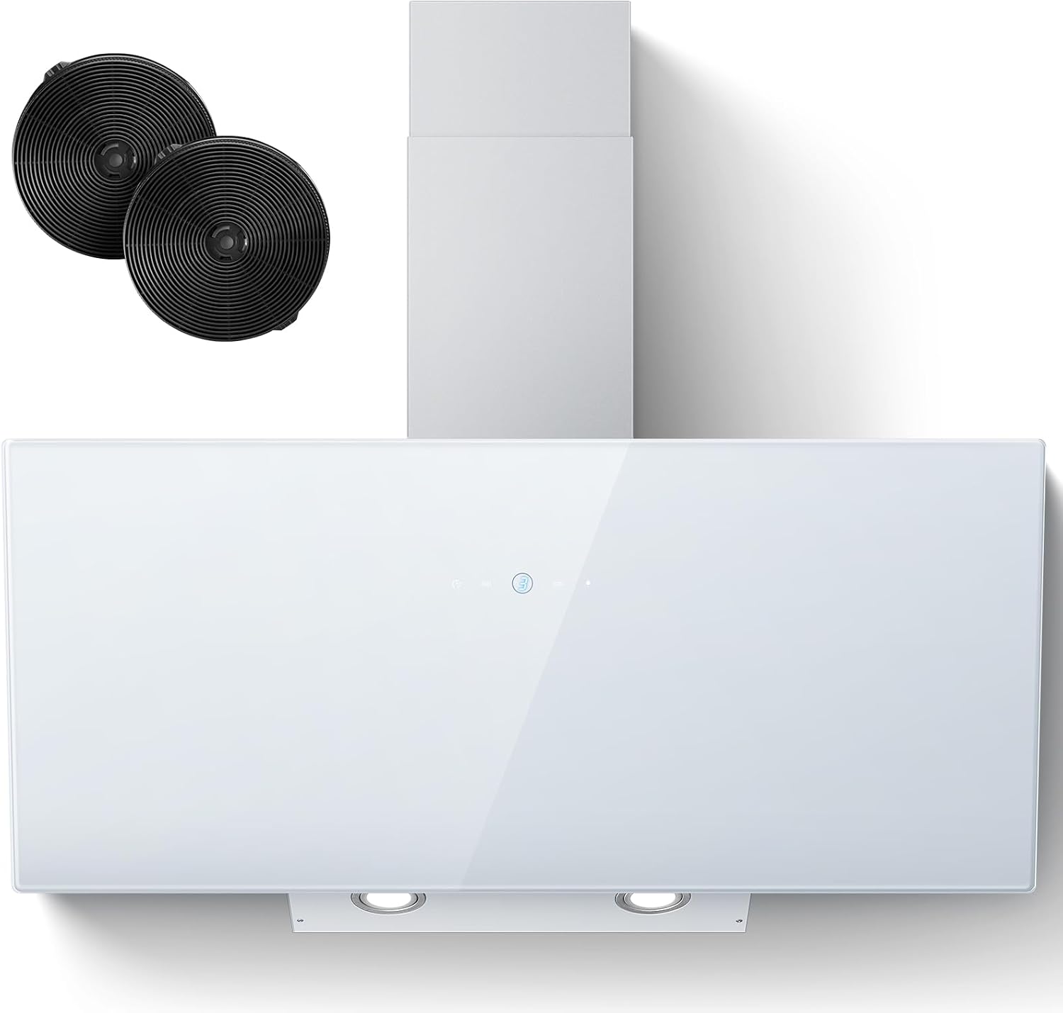 SNDOAS Cappa aspirante 90 cm - bianco touch LED - 700 metri cubi ora - scarico ricircolo e boost-Nestgetmart