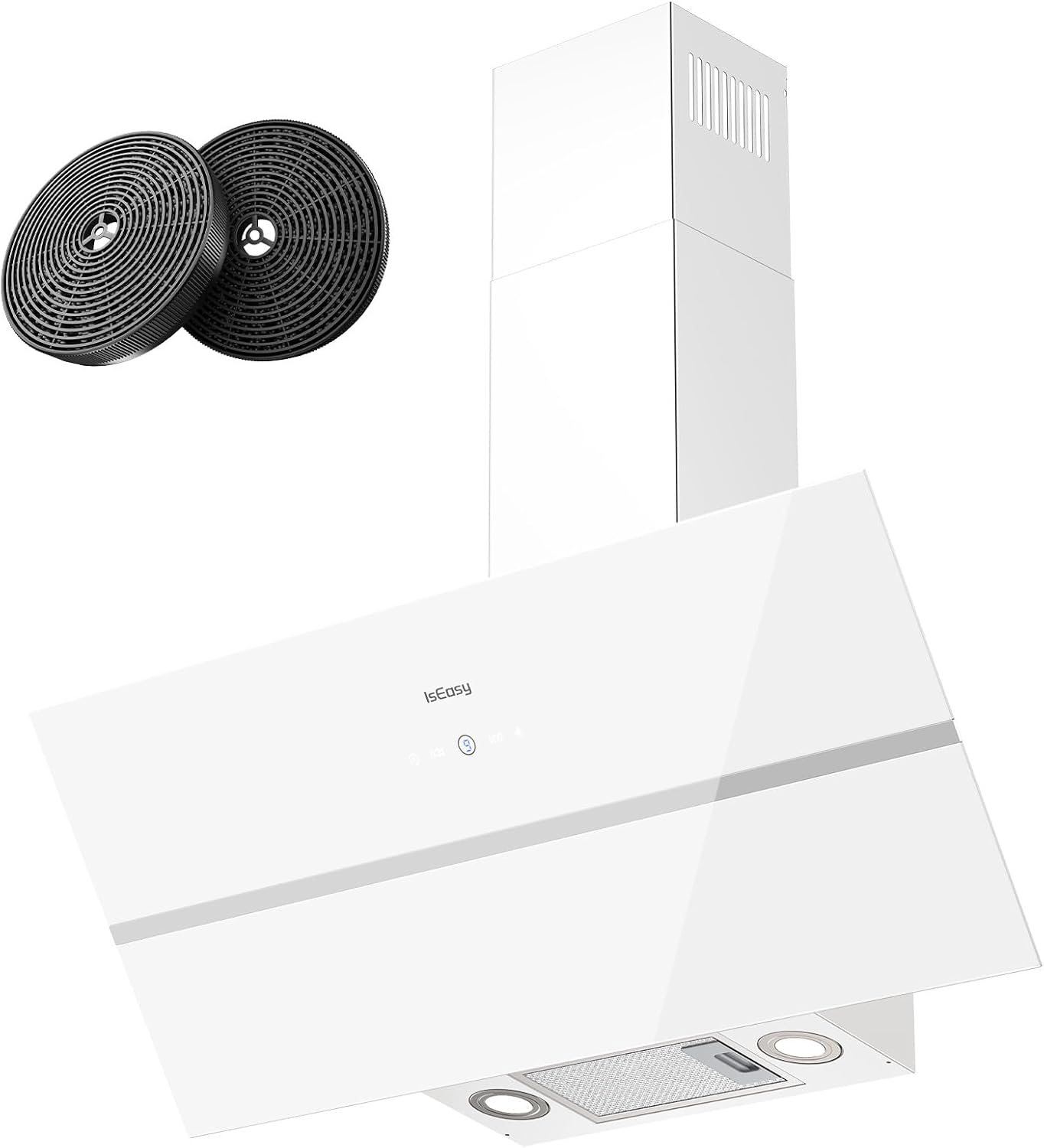 IsEasy cappa aspirante cucina - 90 cm bianca - 571 m3 h - 4 livelli e spegnimento ritardato-Nestgetmart