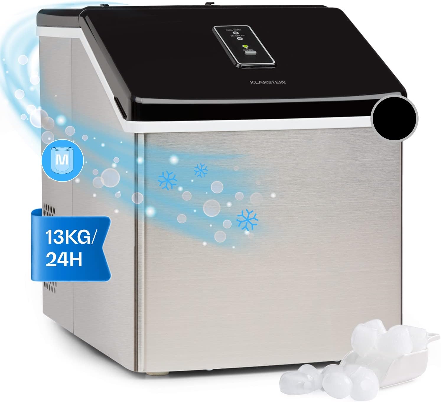 Macchina ghiaccio 13 kg - Fabbricatore cubetti trasparenti medi - Serbatoio 2,5 L 120 W - Klarstein ClearCube-Nestgetmart