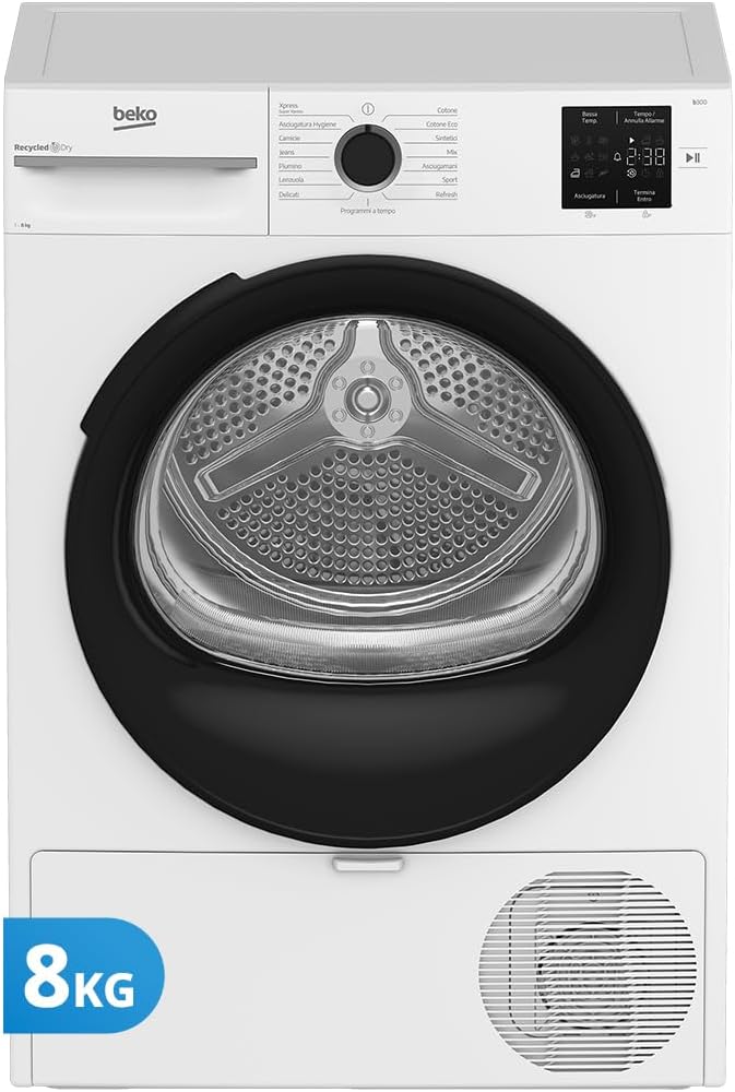 Beko BMTAM83EB asciugatrice - 8 kg libera installazione - bianca con oblo nero - display digitale-Nestgetmart