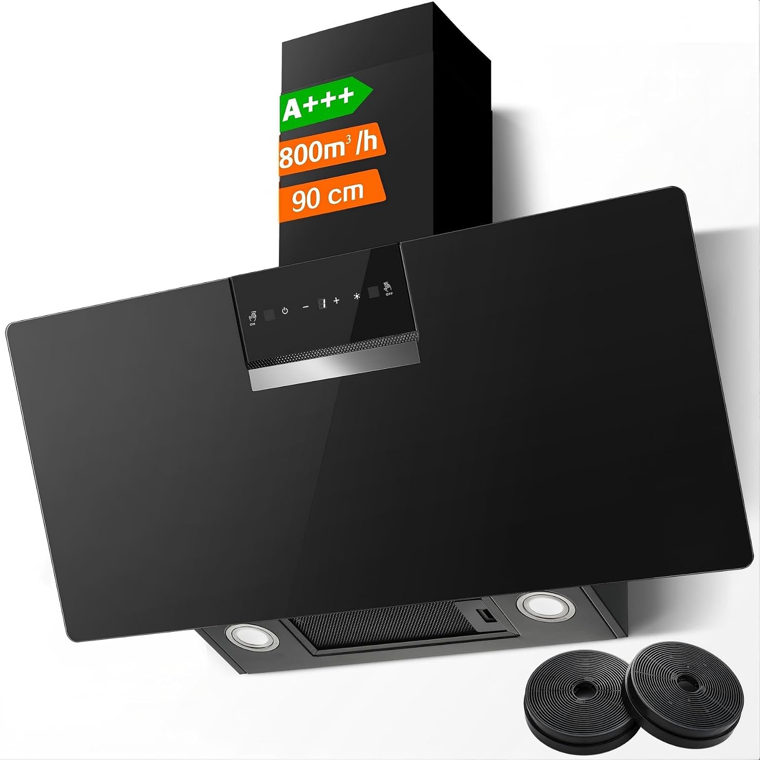 SNDOAS Cappa aspirante 90 cm - 800 metri cubi ora - Controllo gestuale e touch - Vetro nero-Nestgetmart