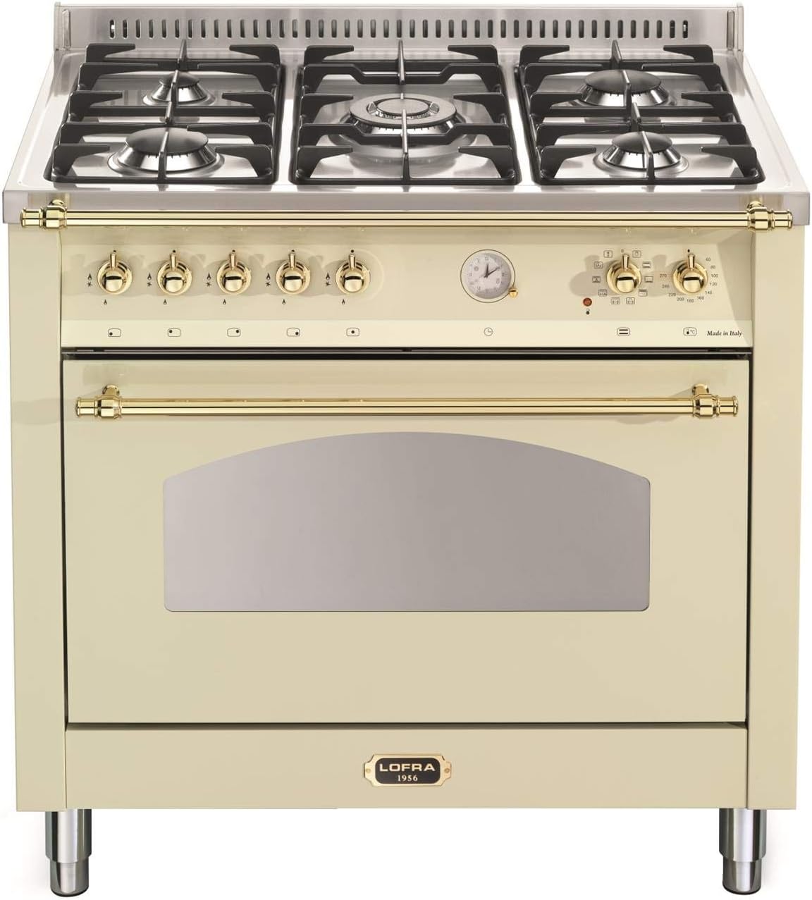 Cucina a gas indipendente beige - Piano cottura acciaio inox con griglia - Classe A - Lofra RBIG96MFTE CI-Nestgetmart