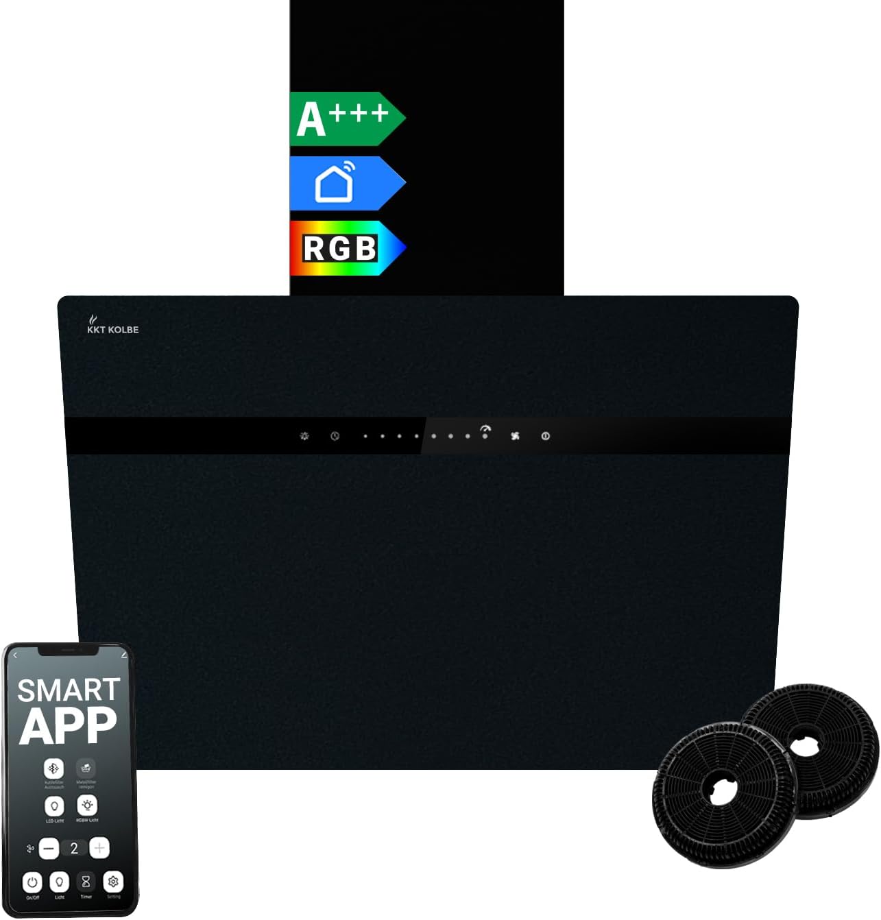 KKT KOLBE STYLE6005SMAO cappa parete - 60 cm nero vetro - 782 m3 h Wi Fi - LED RGBW touch-Nestgetmart