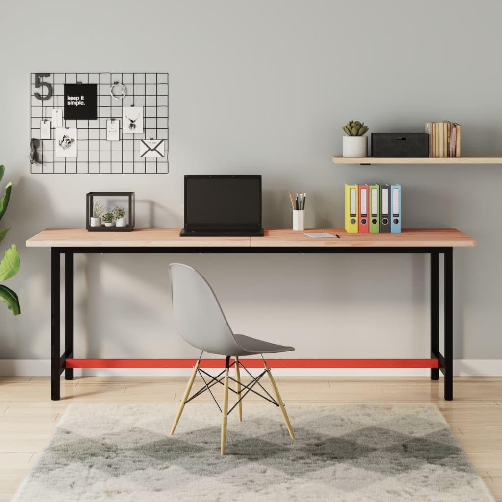 Piano scrivania in faggio massello - 200 x 55 x 2,5 cm marrone - design pieghevole - ufficio casa-Nestgetmart