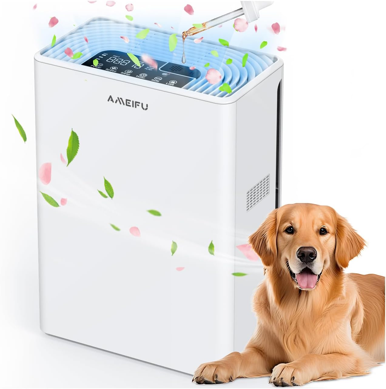 Purificatore d aria AMEIFU per grandi stanze - True HEPA H13 - 3 velocità - peli fumo polline odori-Nestgetmart