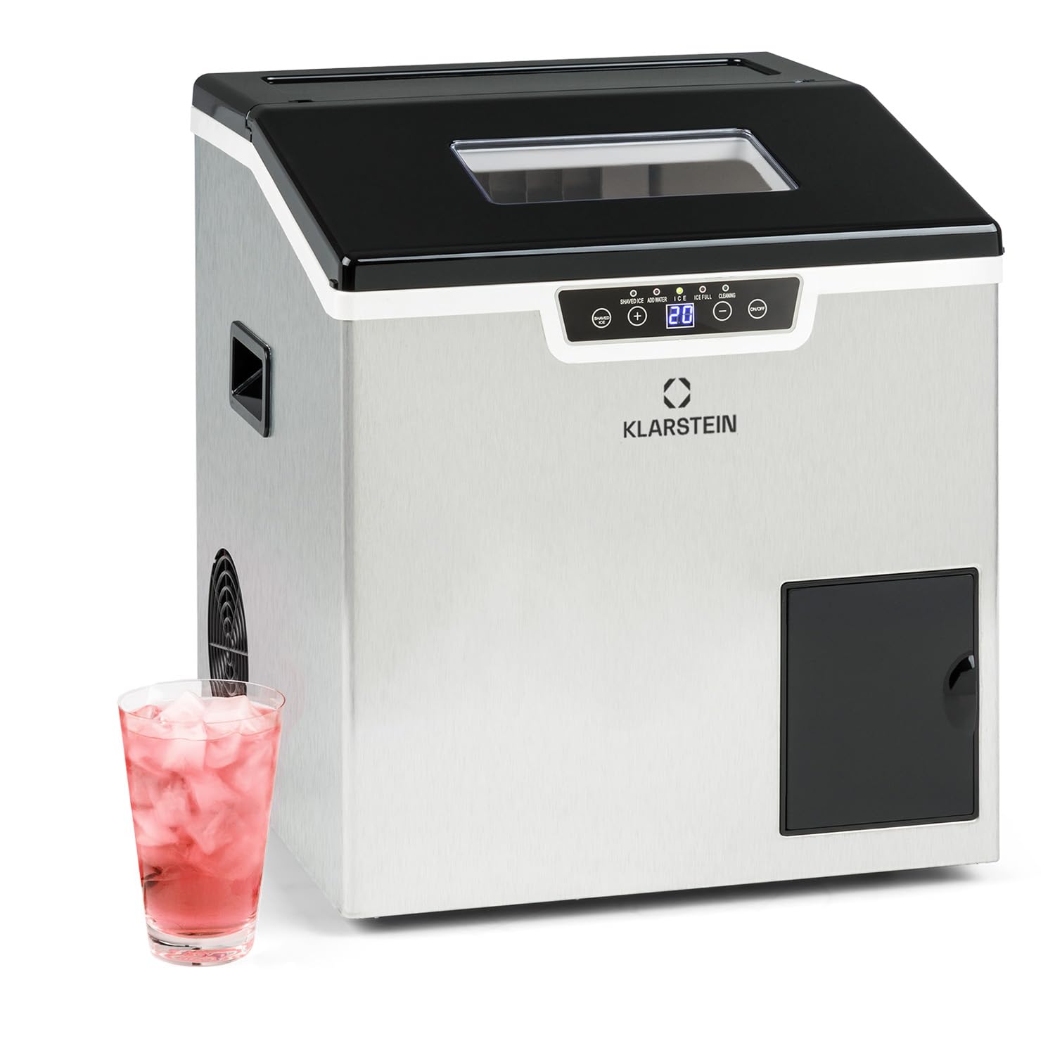 Klarstein Macchina ghiaccio 3 L - professionale per cocktail - 20 kg in 24 h - cubetti e ghiaccio tritato-Nestgetmart