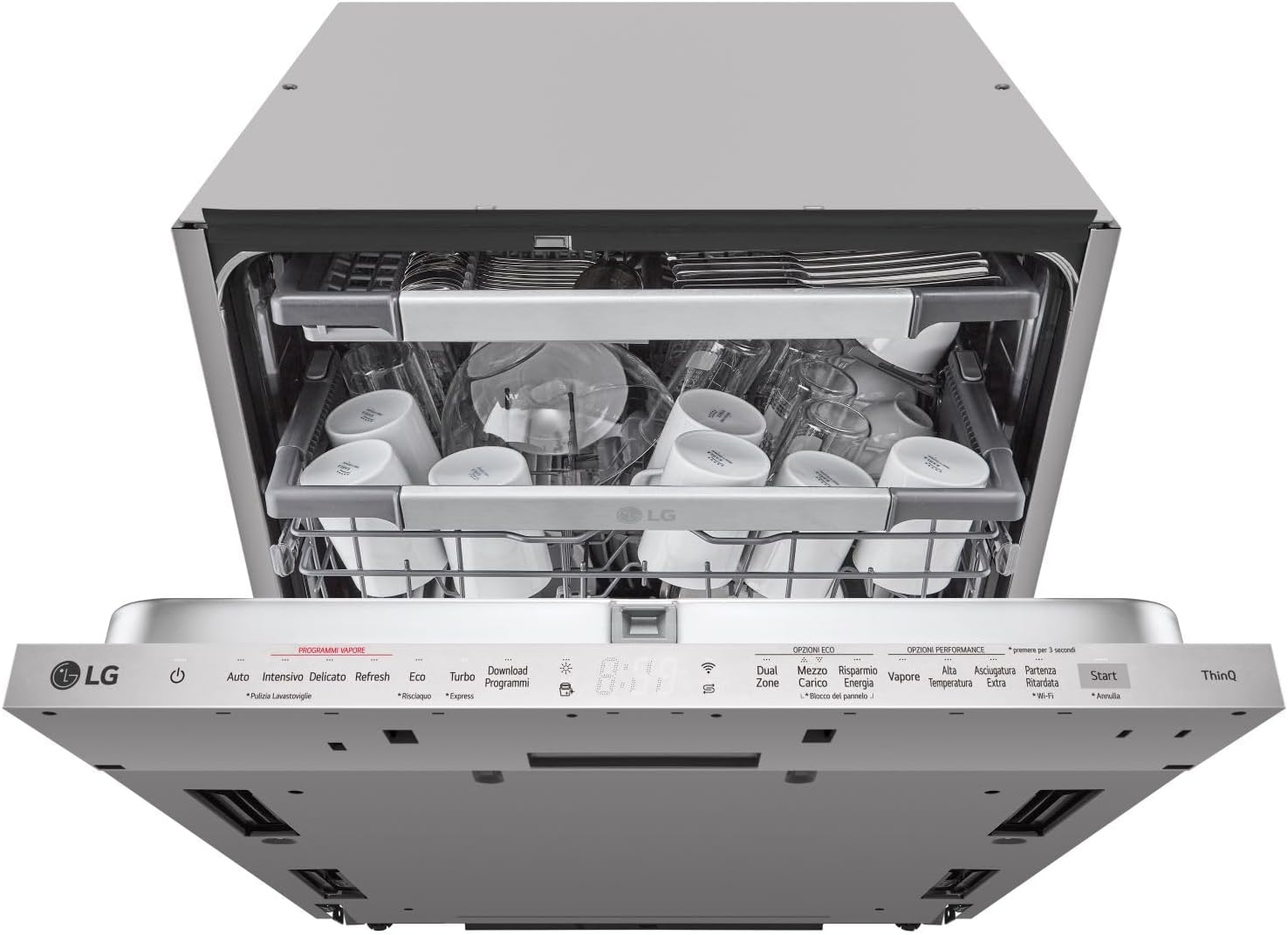 LG QuadWash DB475TXS - Lavastoviglie incasso totale Serie 4 - 14 coperti - Vapore Wi Fi acciaio-Nestgetmart