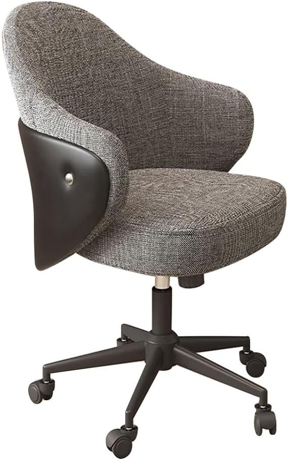 Sedia ufficio girevole - schienale medio in lino - altezza regolabile - grigio scuro gambe silver-Nestgetmart