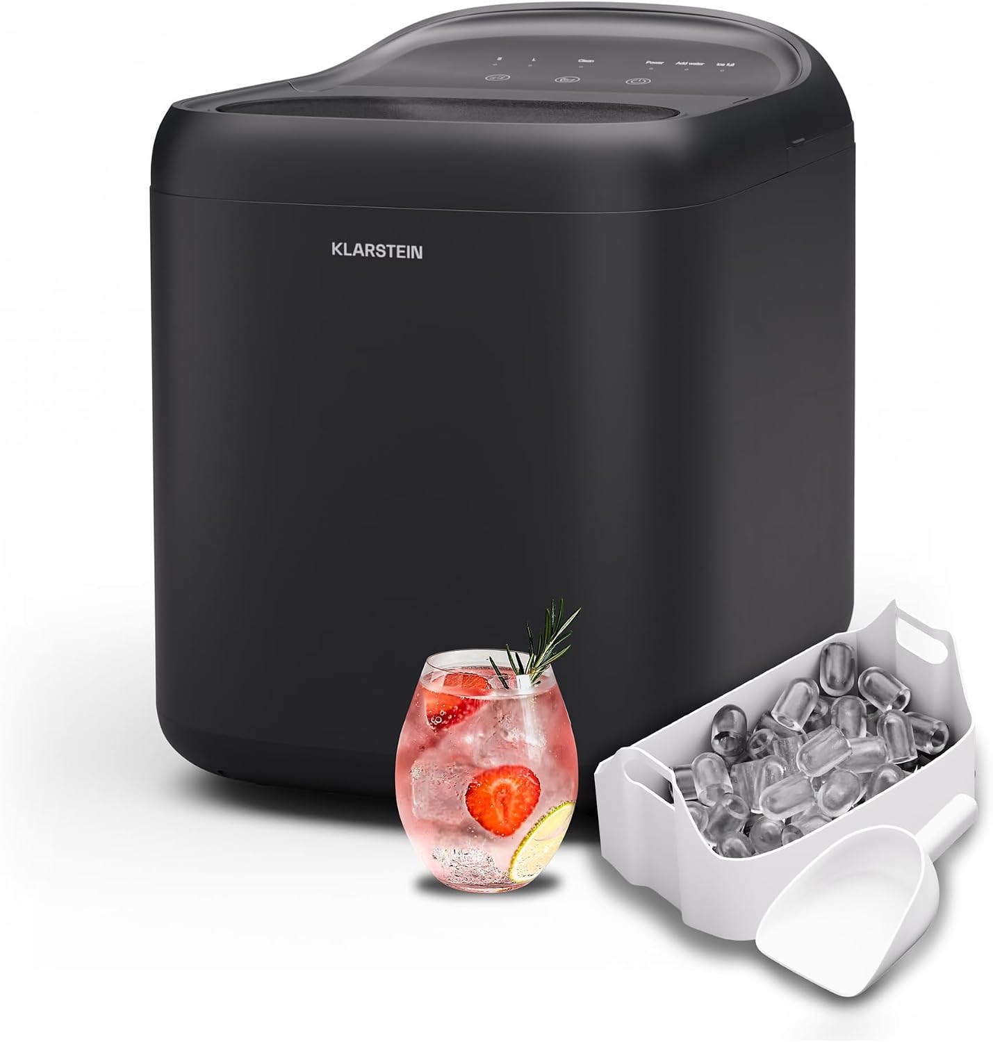 Klarstein SparkIce Macchina del ghiaccio - nero 1,5 L - 15 kg in 24 h - cubetti in 6 min e touchpad-Nestgetmart