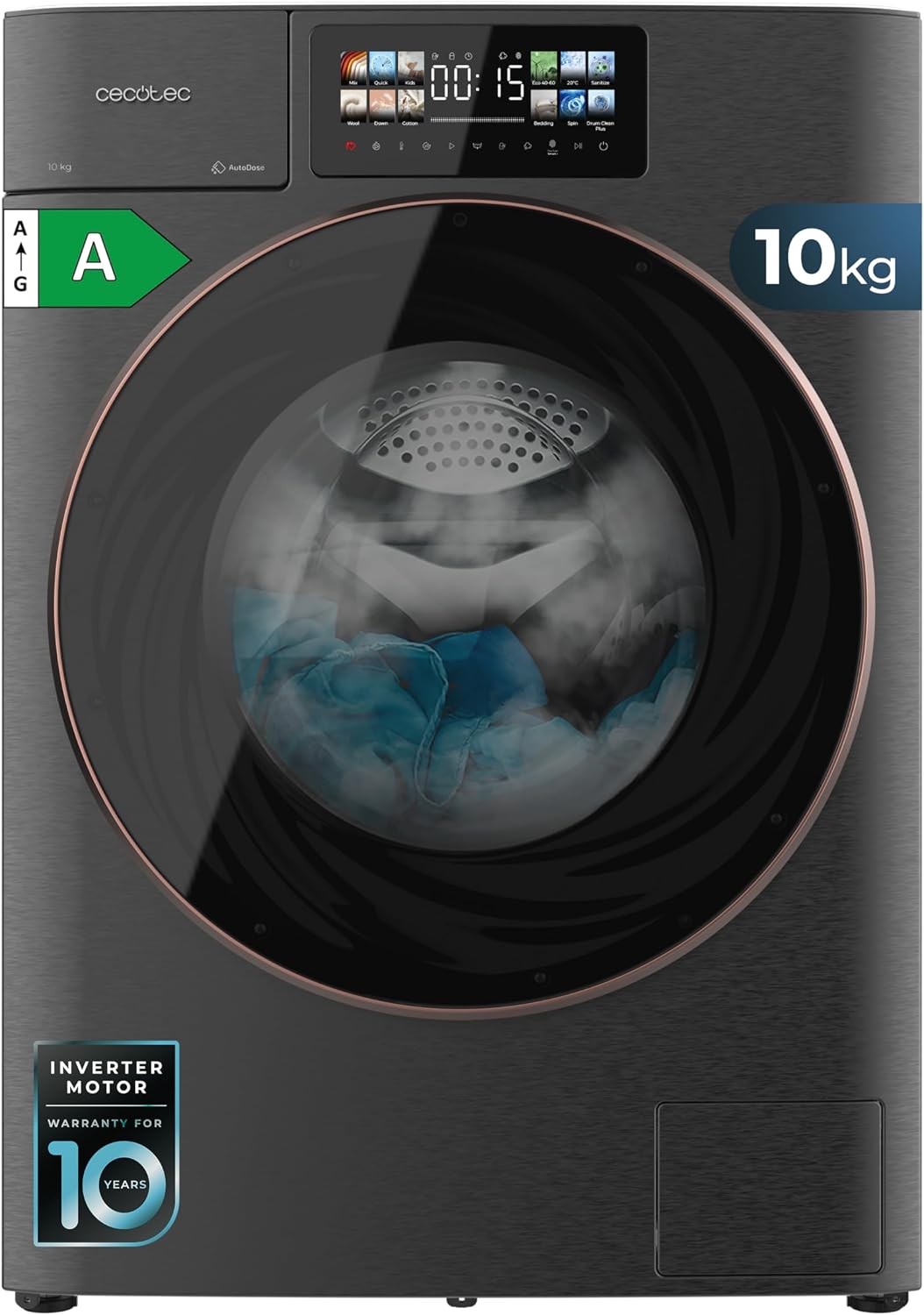 Cecotec Bolero Wash e Dry 106950 - Lavasciuga 10 e 6 kg - 1400 giri - Autodose inverter acciaio-Nestgetmart