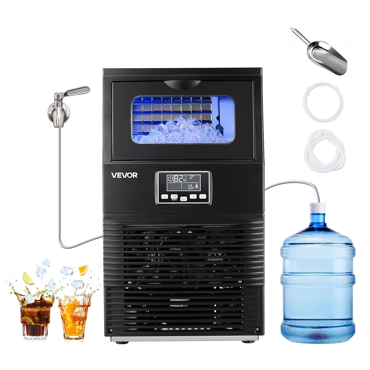 Macchina per ghiaccio commerciale 41 kg giorno - Fabbricatore cubetti inox - Capacità 5 kg 160 W - VEVOR HZB 30F-Nestgetmart