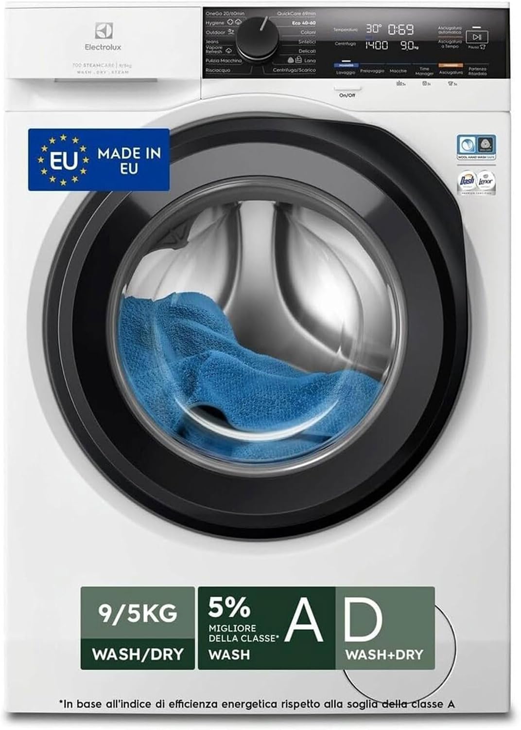 Electrolux EW7W495G DualCare 700 - Lavasciuga 9 e 5 kg - SensiCare Plus - CareDrum bianca-Nestgetmart