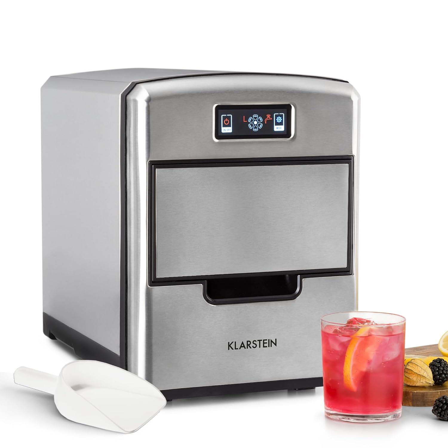 Klarstein Metropolitan Macchina ghiaccio da banco 2,1 L - 12 kg in 24 h - 3 dimensioni cubetti - touch-Nestgetmart