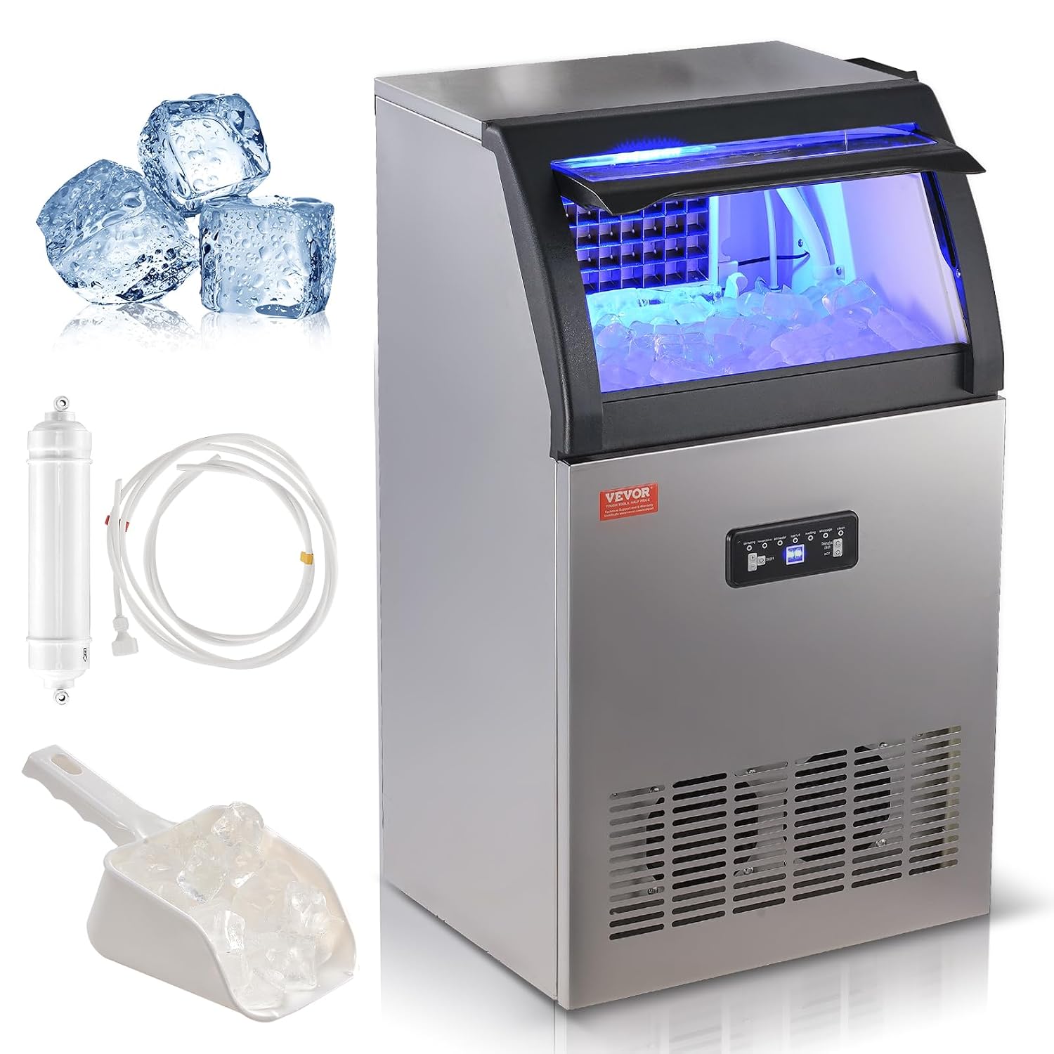 Macchina ghiaccio commerciale 52 kg 24 h - Fabbricatore indipendente 50 vassoi - Stoccaggio 15 kg 315 W - VEVOR SKF C50F-Nestgetmart