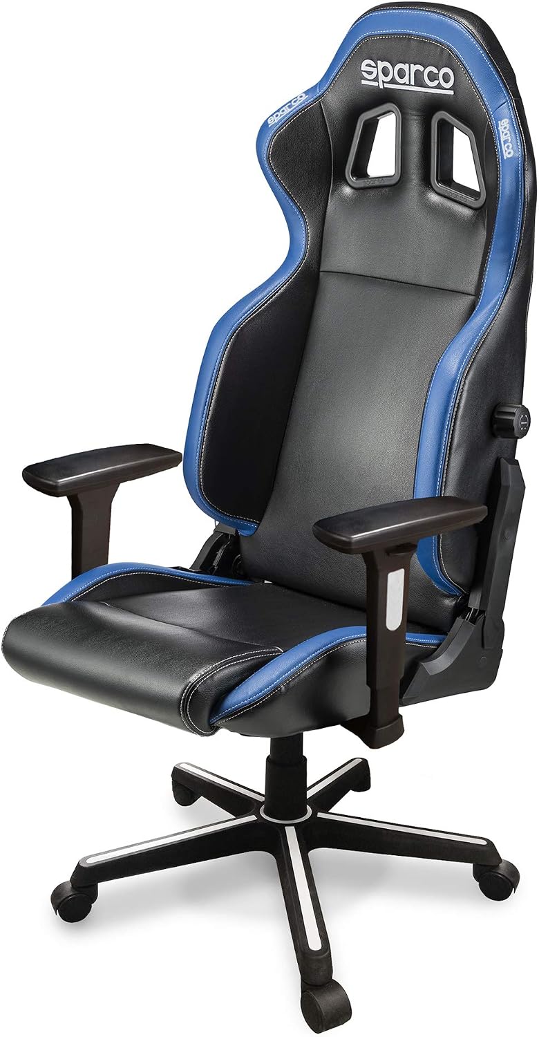 Sparco Icon Sedia ufficio - nero blu in tela - 55 x 68 x 127 cm - sedile gaming Large-Nestgetmart