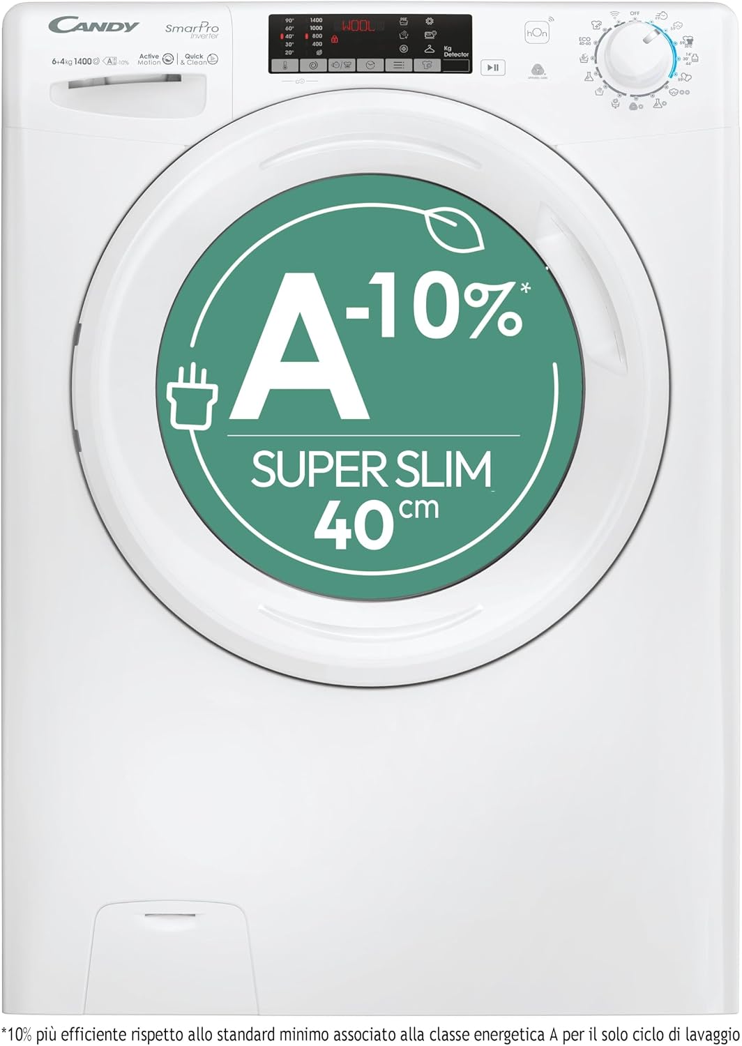 Candy Smart Pro Inverter lavasciuga slim - 6 kg lavaggio 4 kg asciugatura - bianca 1400 giri - con app hOn-Nestgetmart