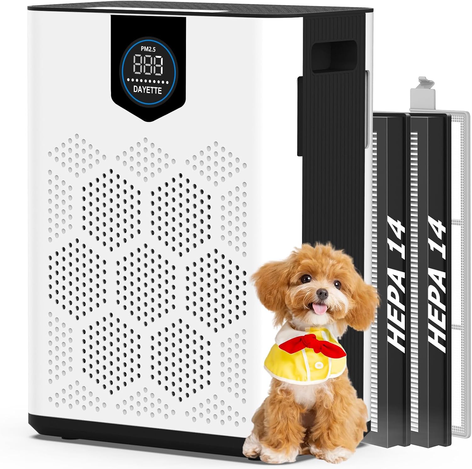 Purificatore d aria DAYETTE per grandi stanze - 2 filtri HEPA H14 - animali domestici - bianco-Nestgetmart