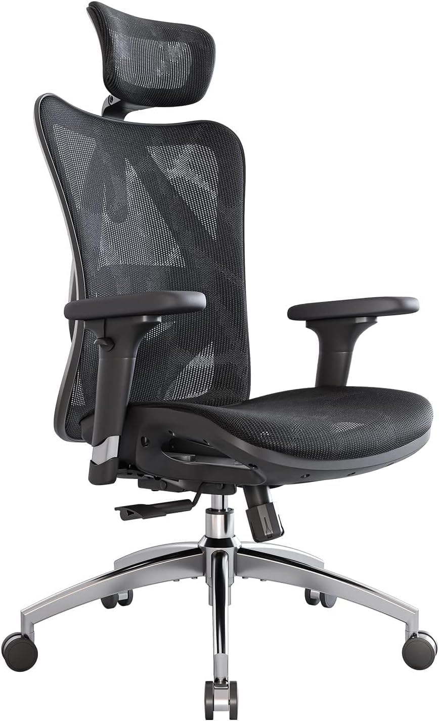 SIHOO M57 Sedia ergonomica ufficio - nero moderno - traspirante - braccioli e supporto lombare 3D-Nestgetmart