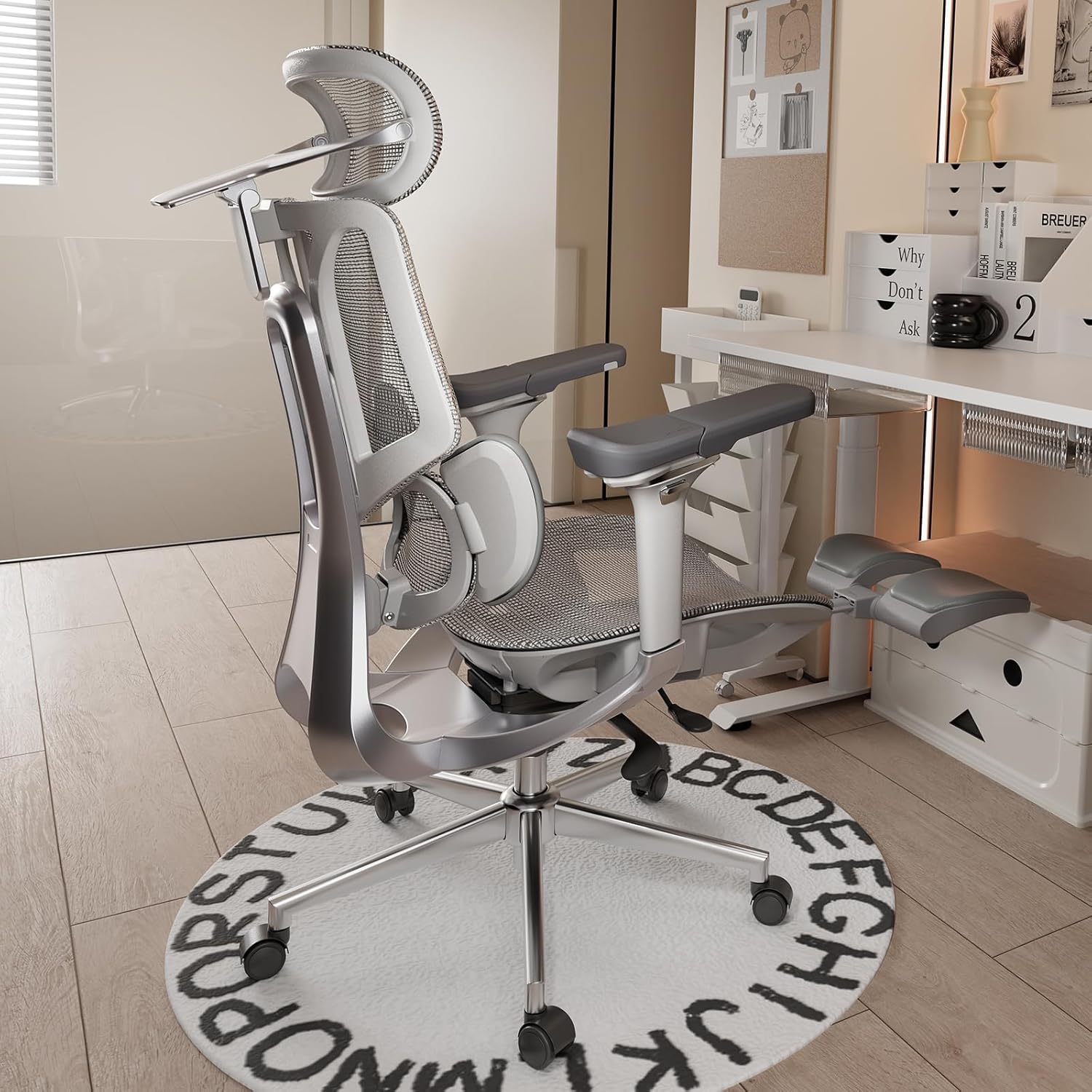 Hbada E3 Pro Sedia ufficio ergonomica - grigia - supporto lombare 3 zone - testiera 4D braccioli 6D-Nestgetmart
