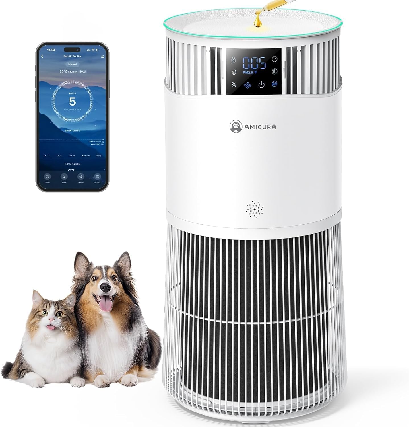 P2 Purificatore aria HEPA H13 - bianco per animali allergie - app modalità notte - meno di 32 dB-Nestgetmart