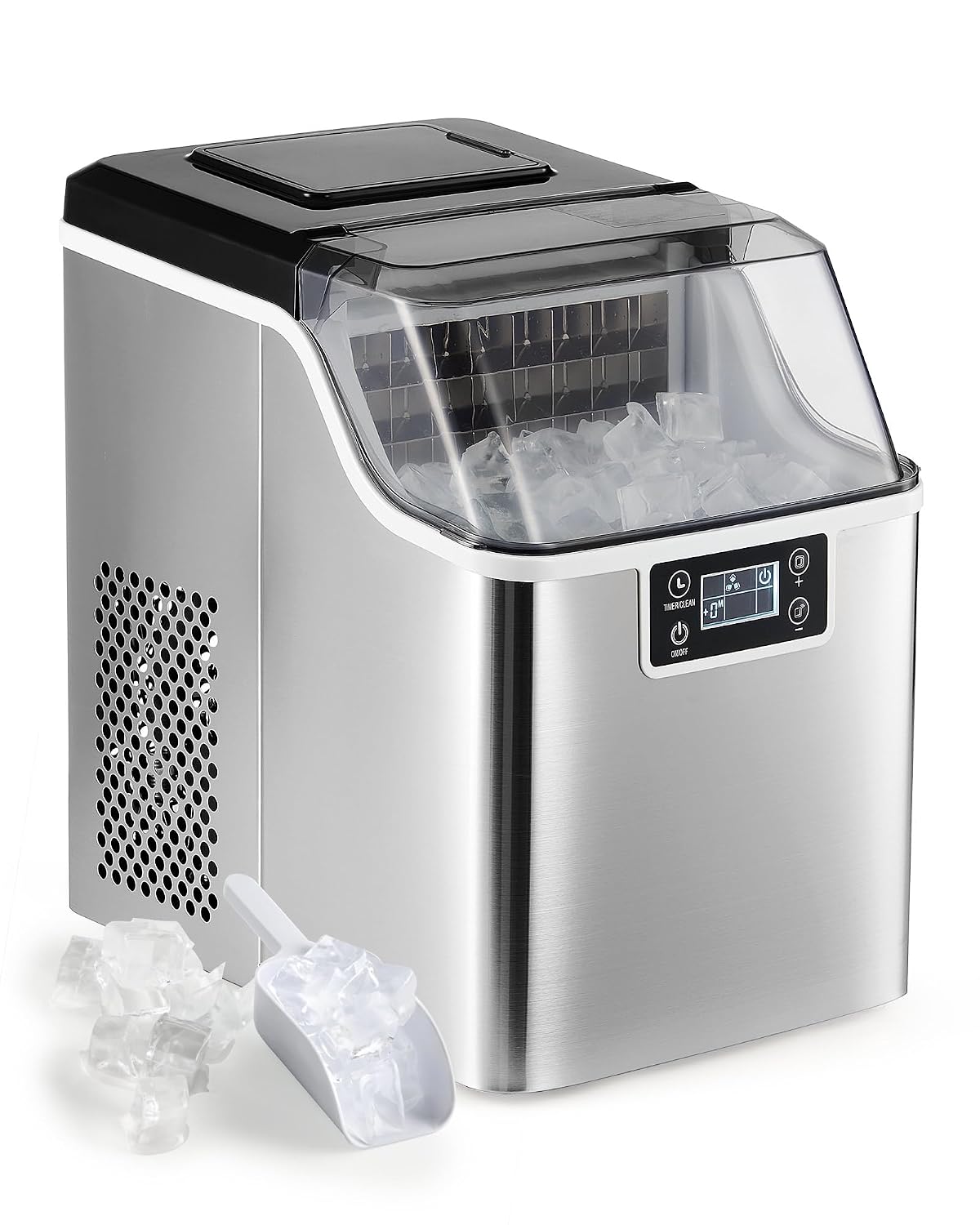 CREWORKS Macchina ghiaccio 22 kg in 24 h - serbatoio 3,2 L - LCD autopulente - 24 cubetti-Nestgetmart