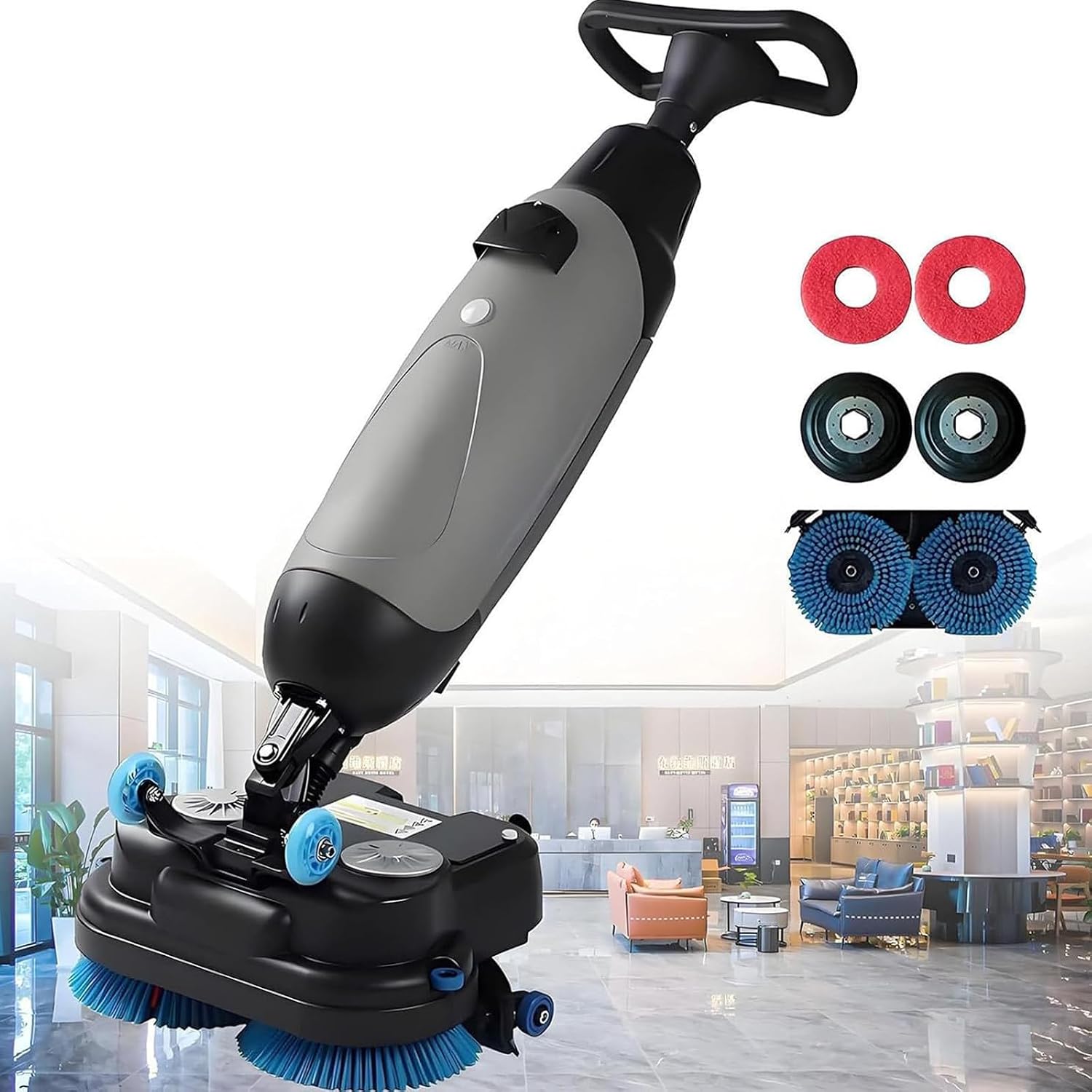 Lavasciuga pavimenti professionale compatta - serbatoi 5,5 L e 8,5 L - batteria 36 V - grigia senza fili-Nestgetmart