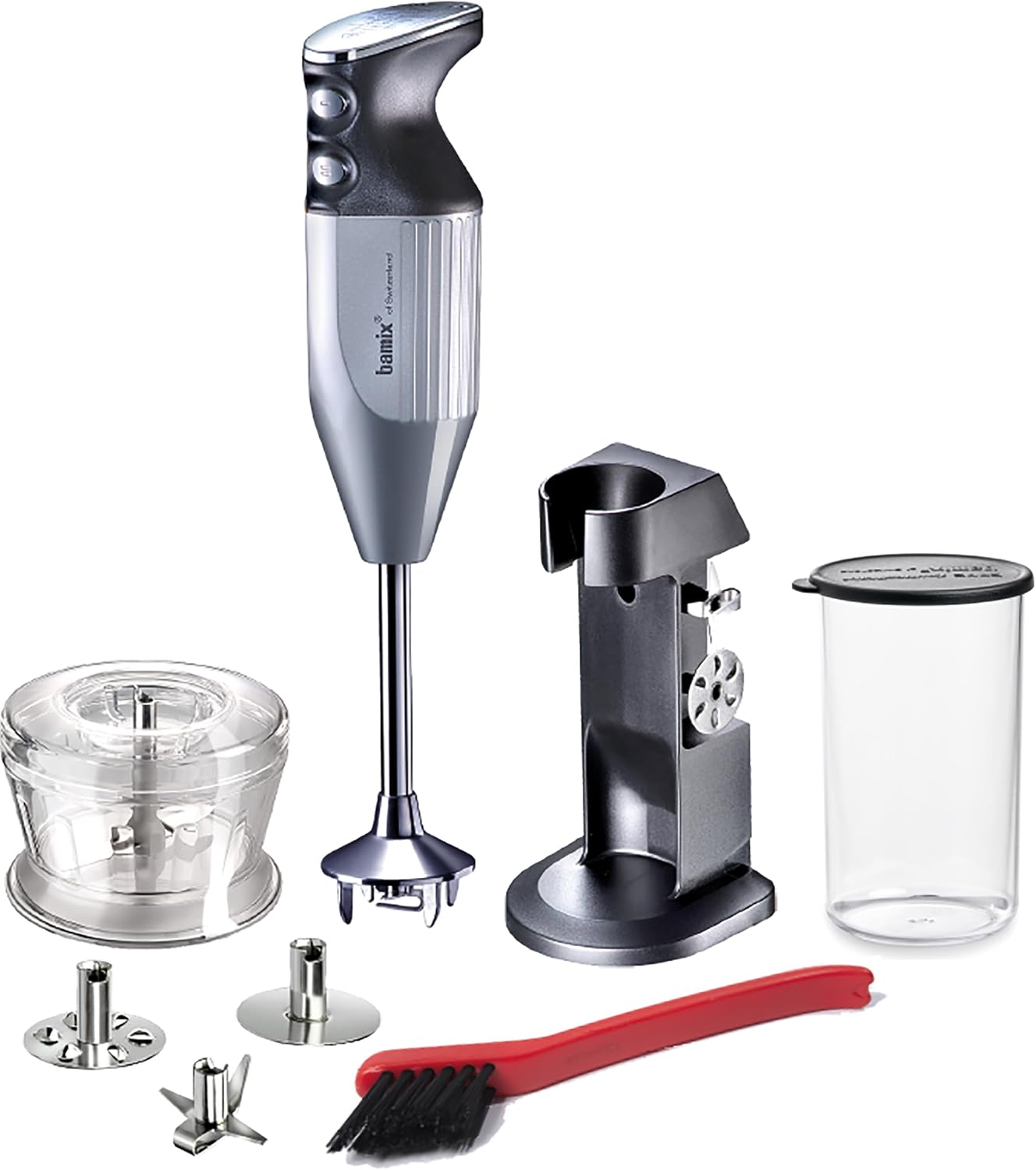 bamix M200 Chef Favorite - Set frullatore a immersione 200 W - Supporto bicchiere accessori - Cromo argento-Nestgetmart