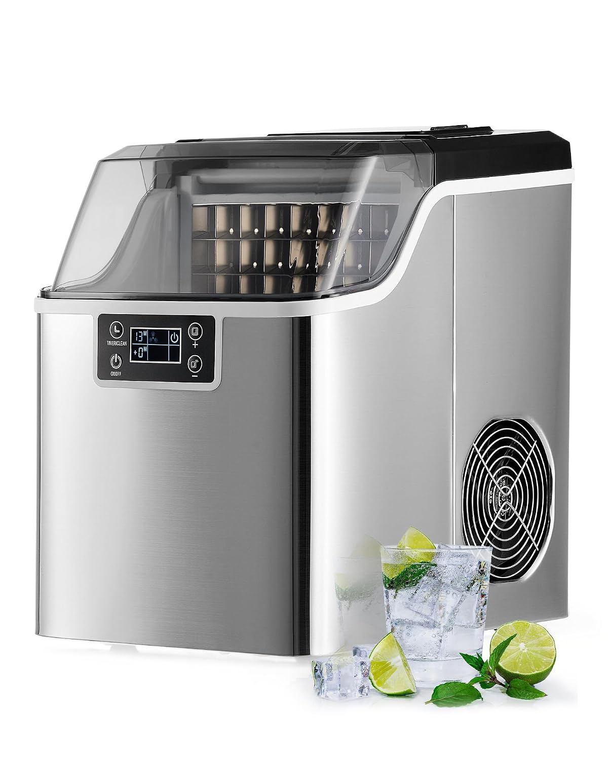 Macchina per ghiaccio 22 kg 24 h - Fabbricatore 24 cubetti LCD - Serbatoio 3,2 L autopulente - CREWORKS-Nestgetmart