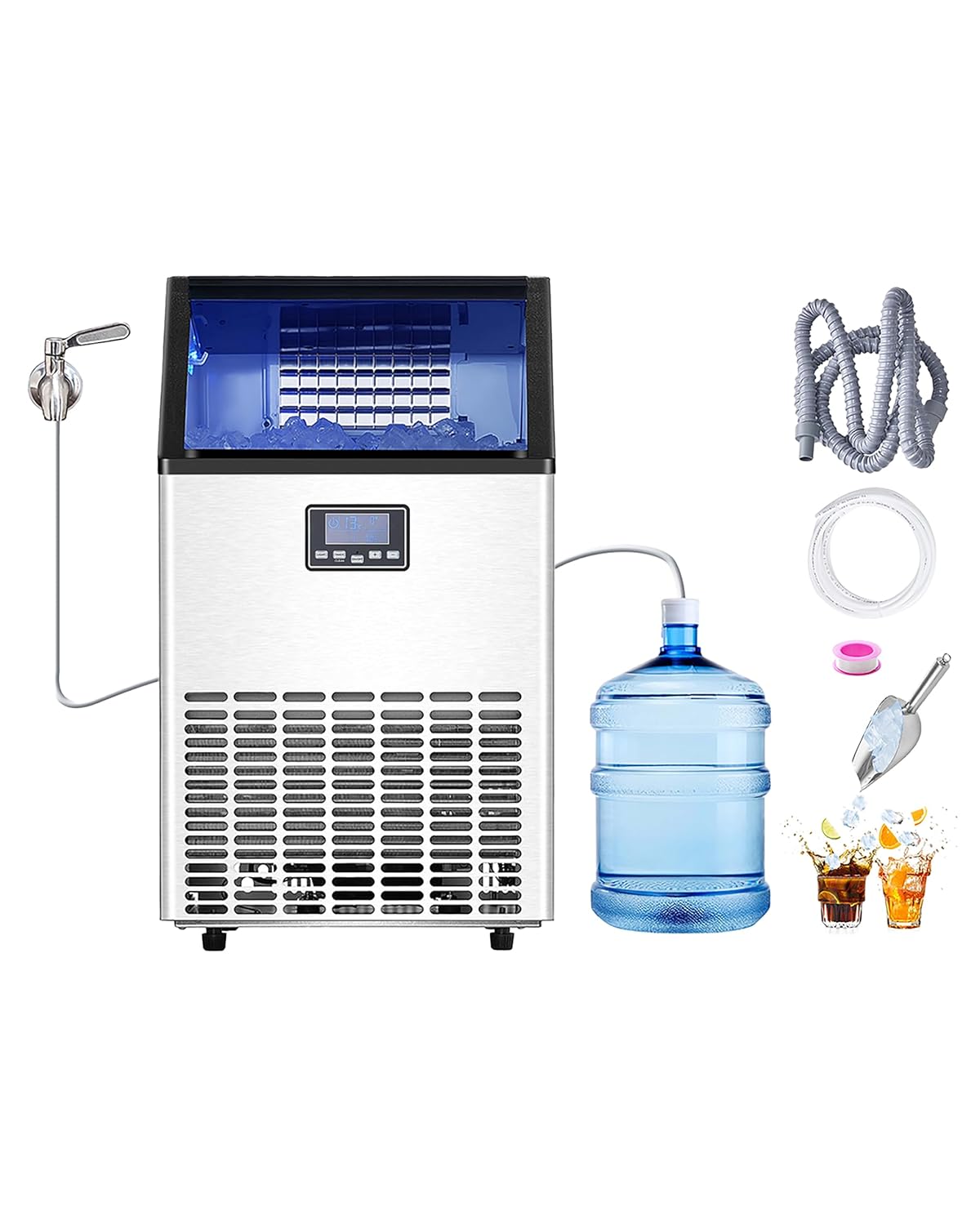 Macchina ghiaccio commerciale 45 kg giorno - Fabbricatore con display digitale - Stoccaggio 14,97 kg 400 W - VEVOR HZB 45-Nestgetmart