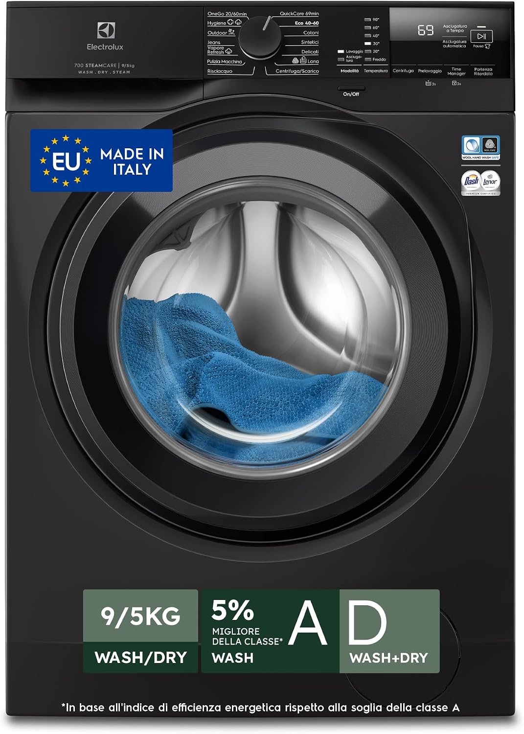 Electrolux EW7W295B DualCare 700 lavasciuga - 9 kg lavaggio 5 kg asciugatura - nera 1400 giri-Nestgetmart