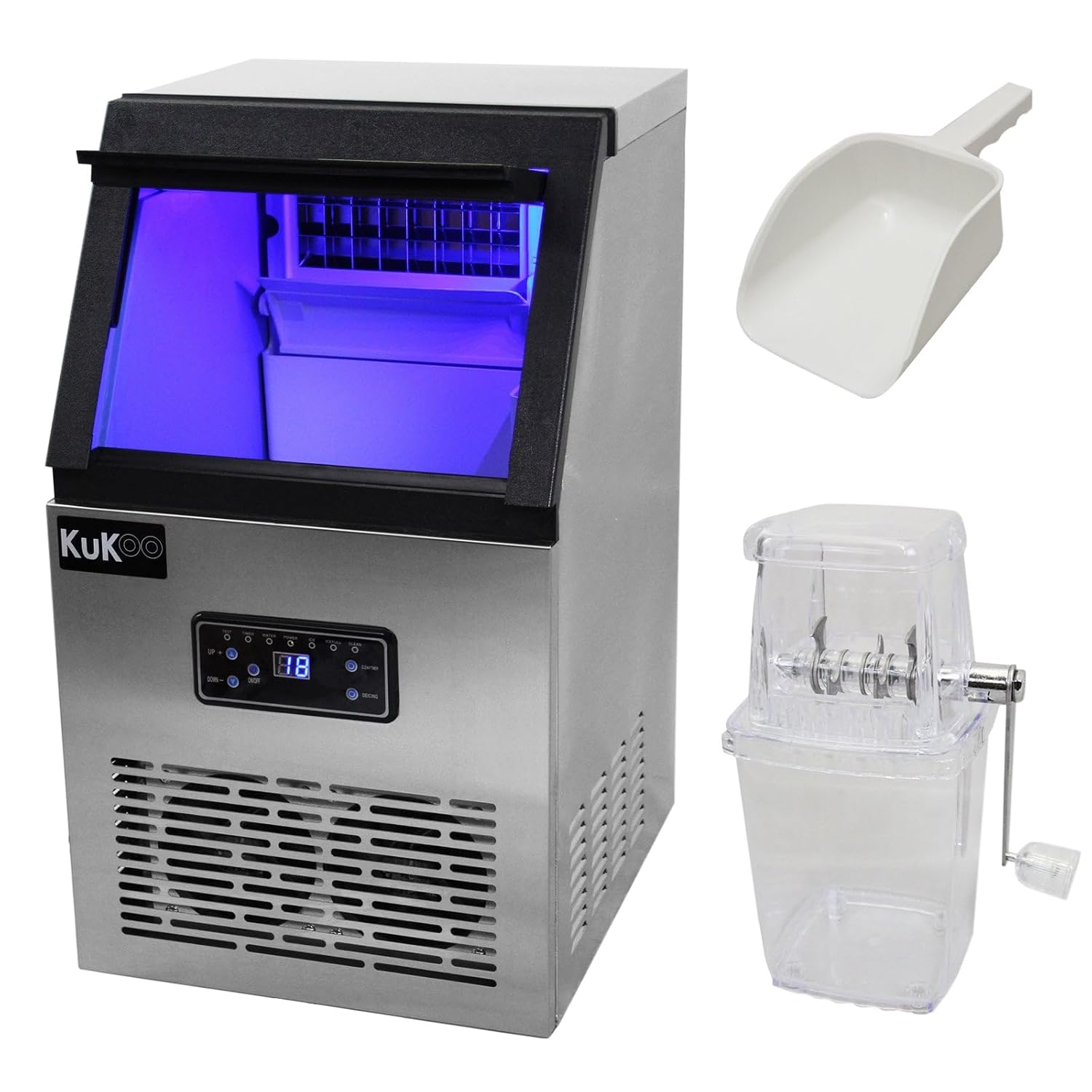 Macchina cubetti ghiaccio commerciale - acciaio inox 40 kg in 24 h - schermo LED - 300 W per bar ristorante-Nestgetmart