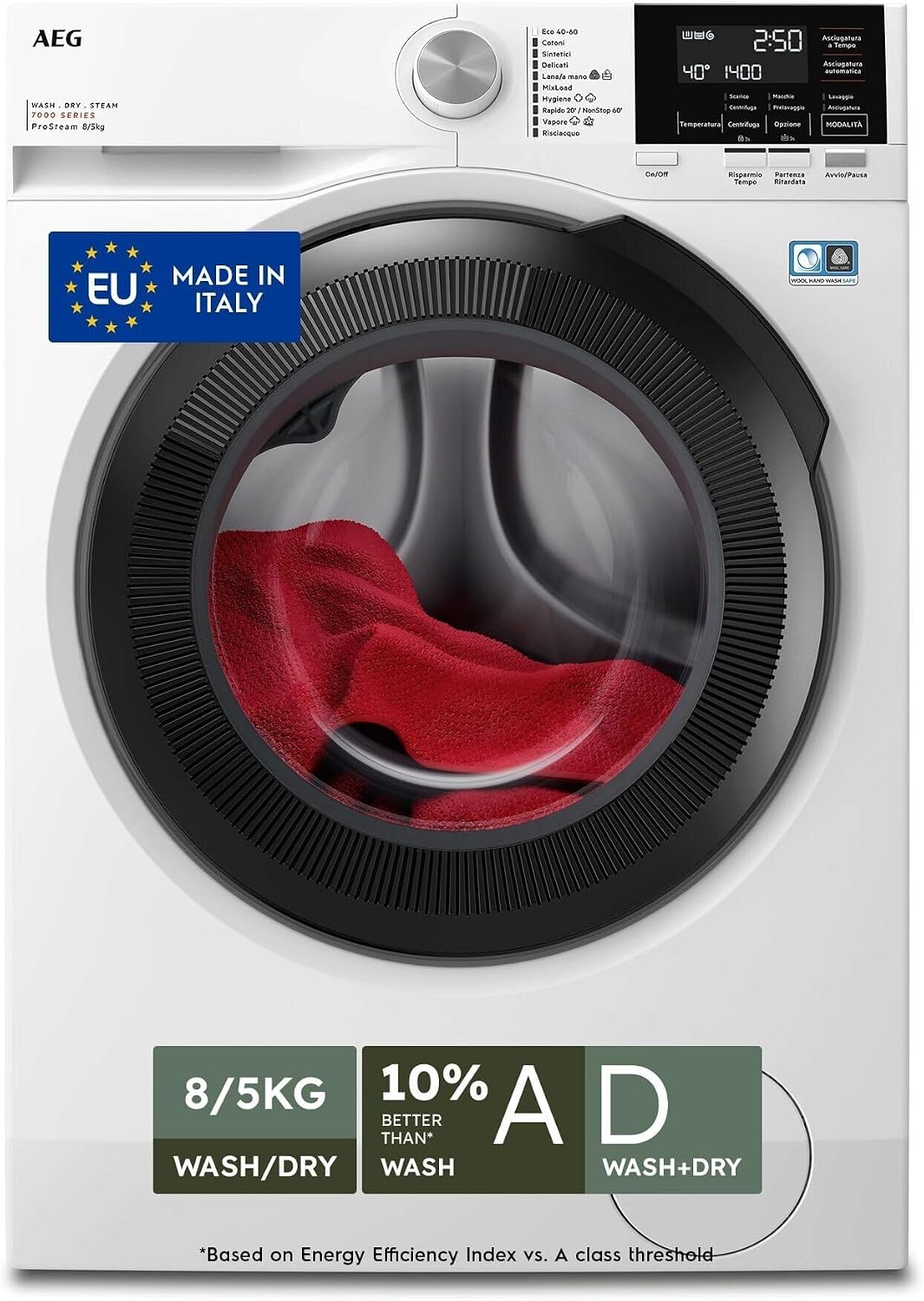 AEG Kombi LWR7G856OB Serie 7000 - Lavasciuga 8 e 5 kg - ProSteam DualSense - 1600 giri bianca-Nestgetmart
