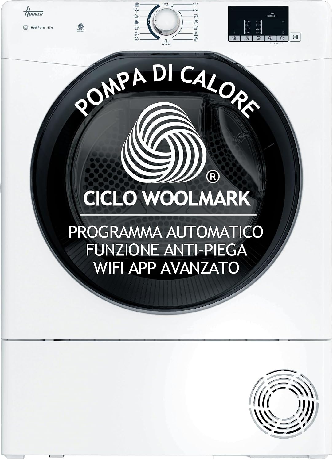 Hoover H DRY 350 HR EH8N2DBE S asciugatrice - pompa di calore 8 kg - bianca Wi Fi BLE - 16 programmi-Nestgetmart